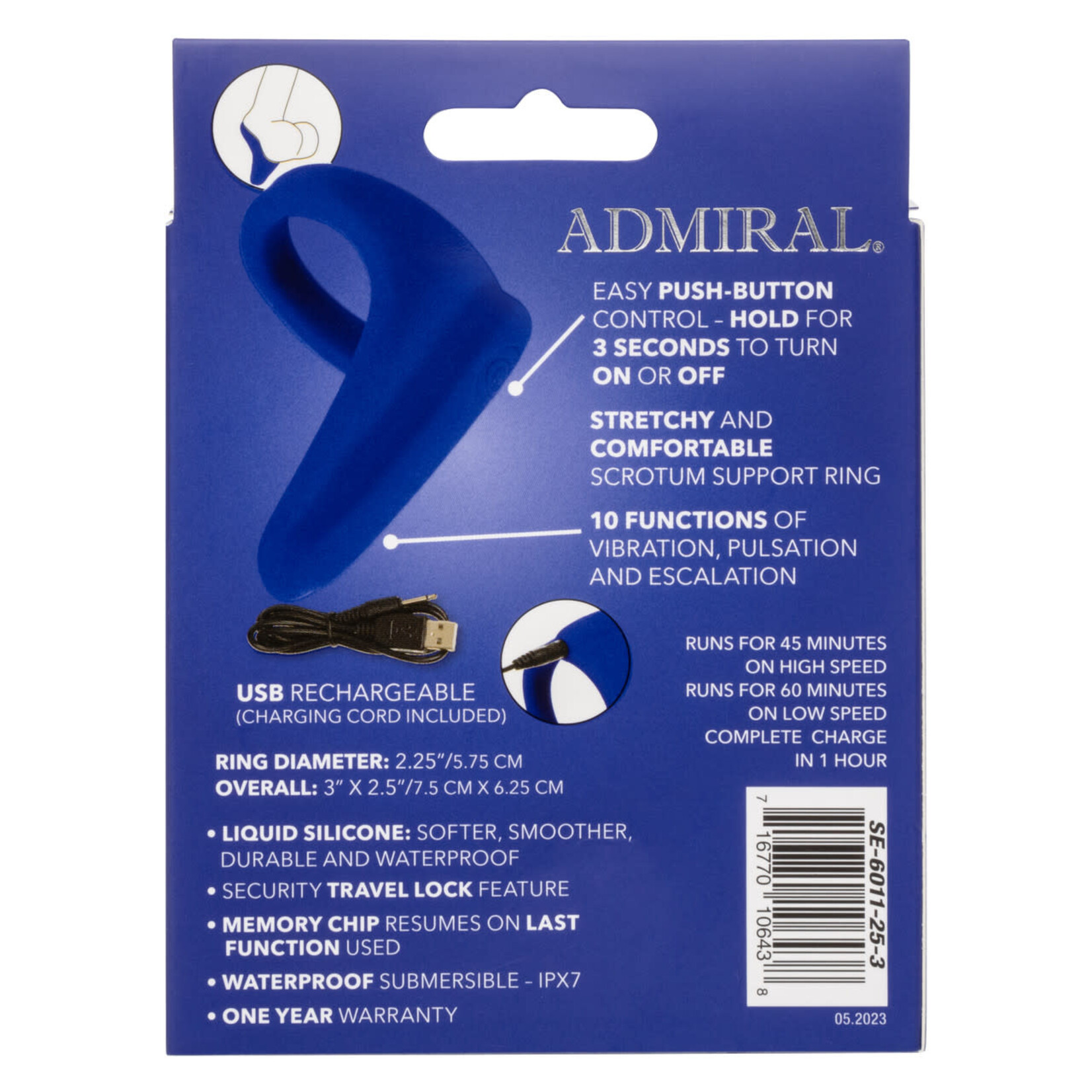 CALEXOTICS ADMIRAL LIQUID SILICONE VIBRATING PERINEUM MASSAGER & RING