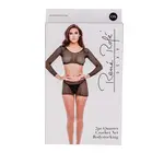 RENE ROFE LINGERIE RENE ROFE 2PC QUARTER CROCHET NET BODYSTOCKING- BLACK - ONE SIZE
