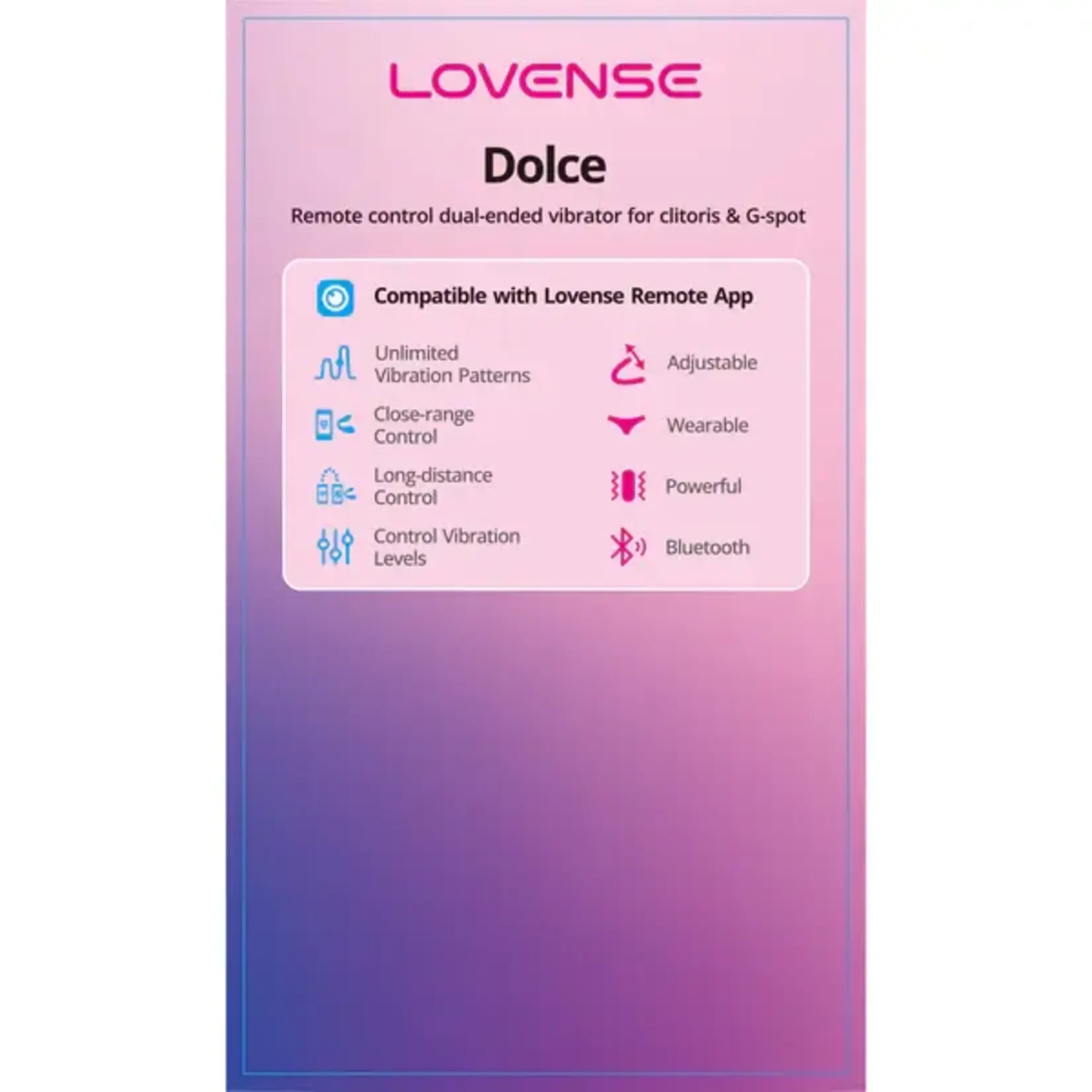 LOVENSE LOVENSE DOLCE BLUETOOTH ADJUSTABLE DUAL VIBRATOR