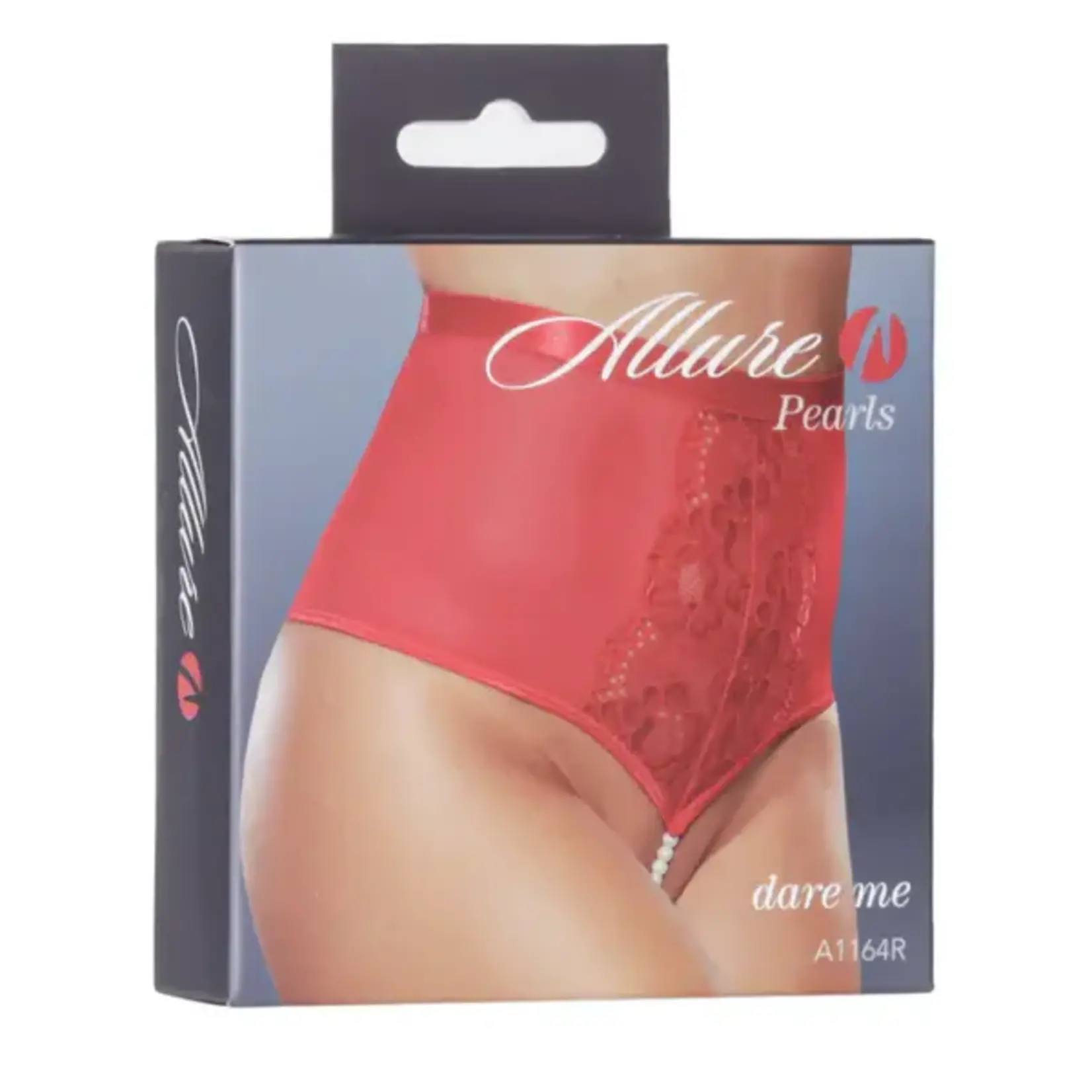ALLURE LINGERIE ALLURE DARE ME PEARL THONG- RED - ONE SIZE FITS MOST