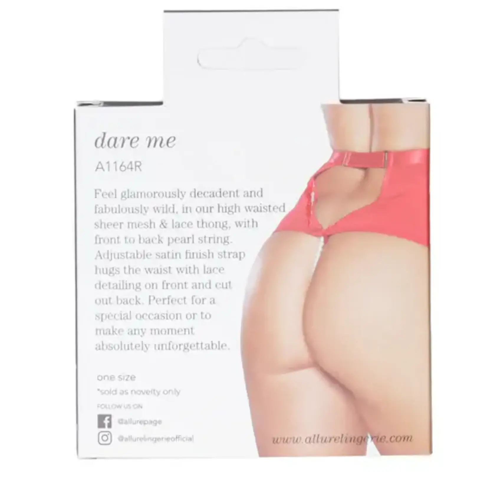 ALLURE LINGERIE ALLURE DARE ME PEARL THONG- RED - ONE SIZE FITS MOST
