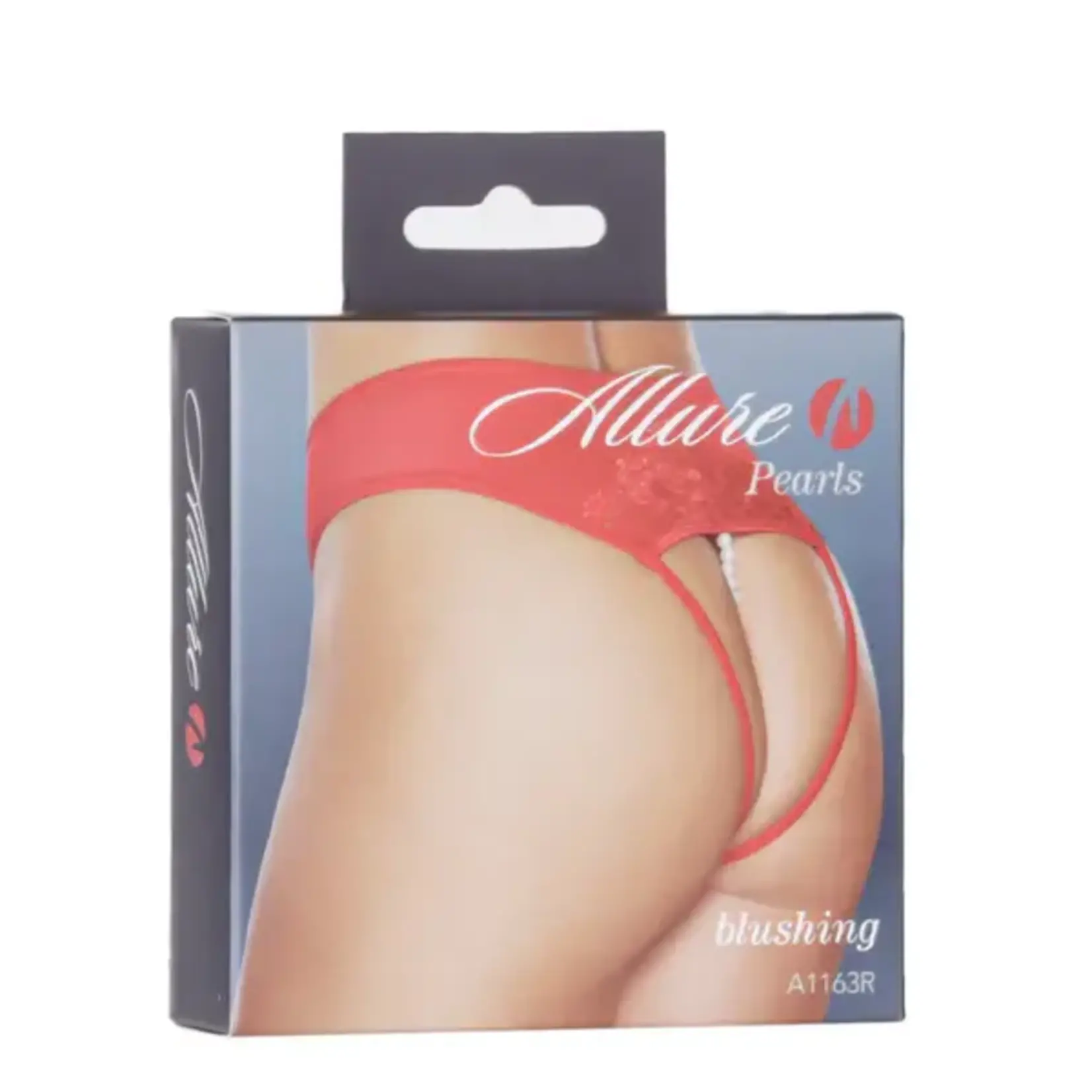 ALLURE LINGERIE ALLURE BLUSHING PEARL THONG - RED - ONE SIZE FITS MOST
