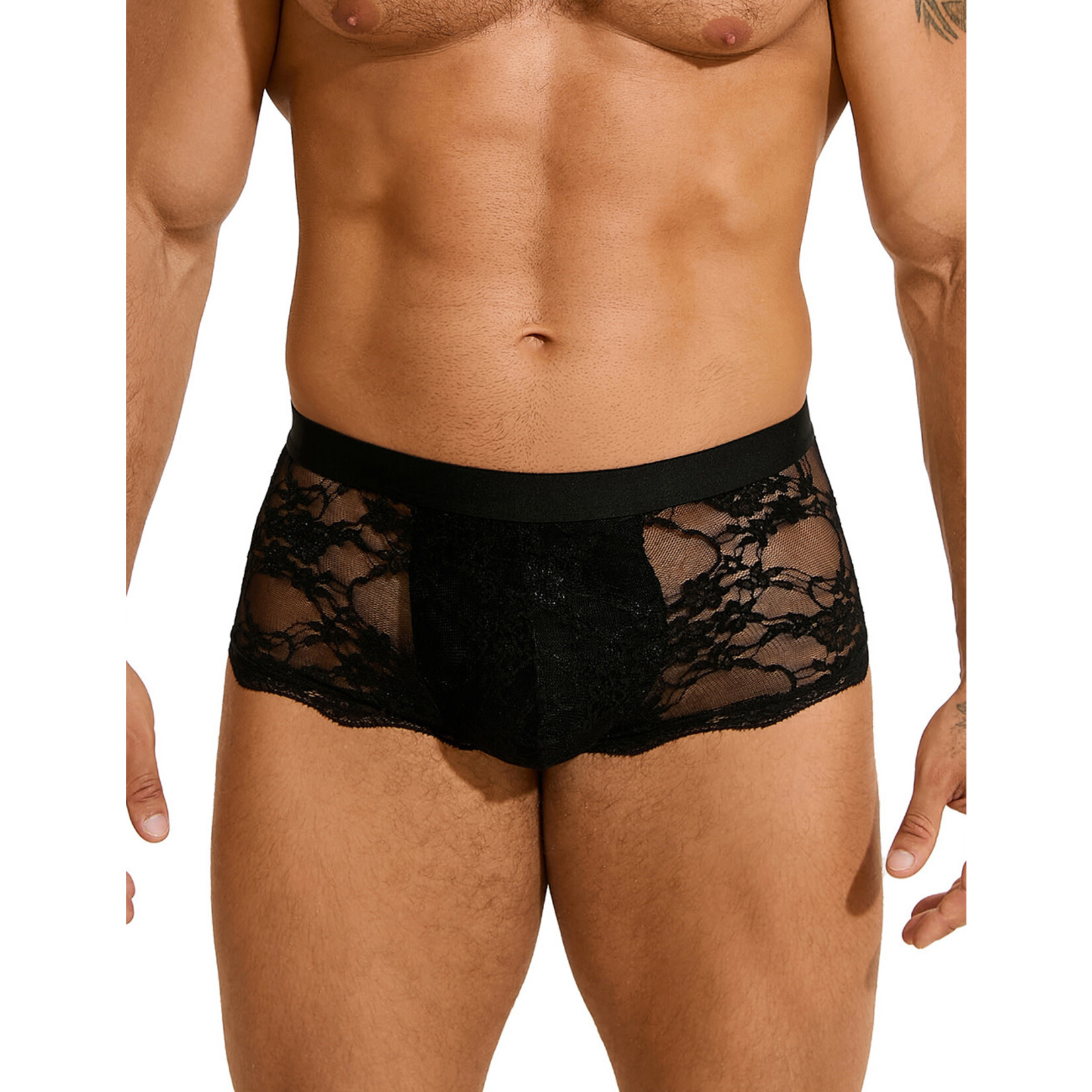 OH YEAH! -  BLACK SEXY LACE SEE THROUGH MEN UNDERWEAR   BLACK XL