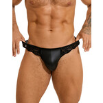 OH YEAH! -  BLACK SEXY PU LEATHER LACE MEN THONG UNDERWEAR AS SHOWN XL