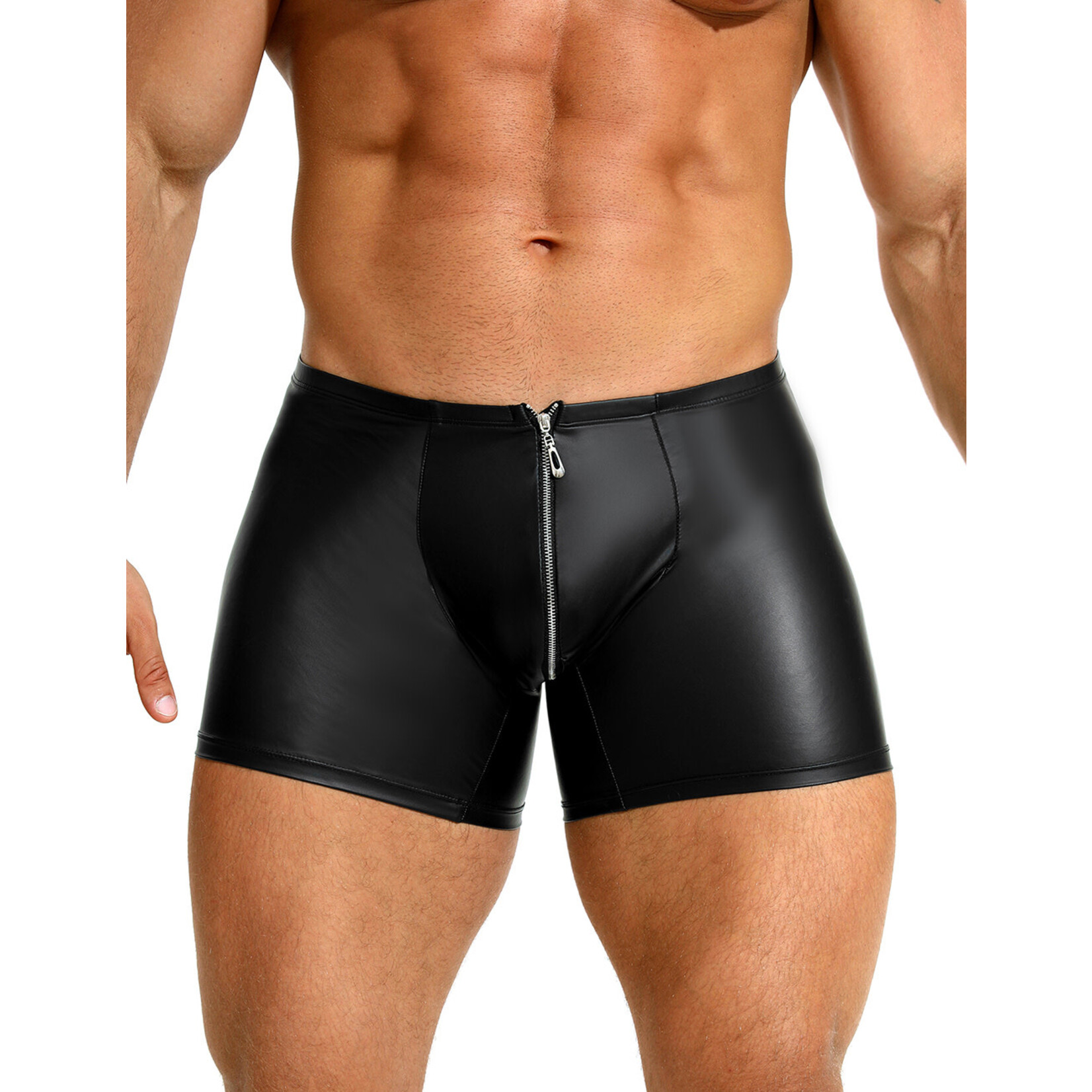 OH YEAH! -  BLACK SEXY PU MEN UNDERWEAR WITH ZIPPER BLACK MEDIUM