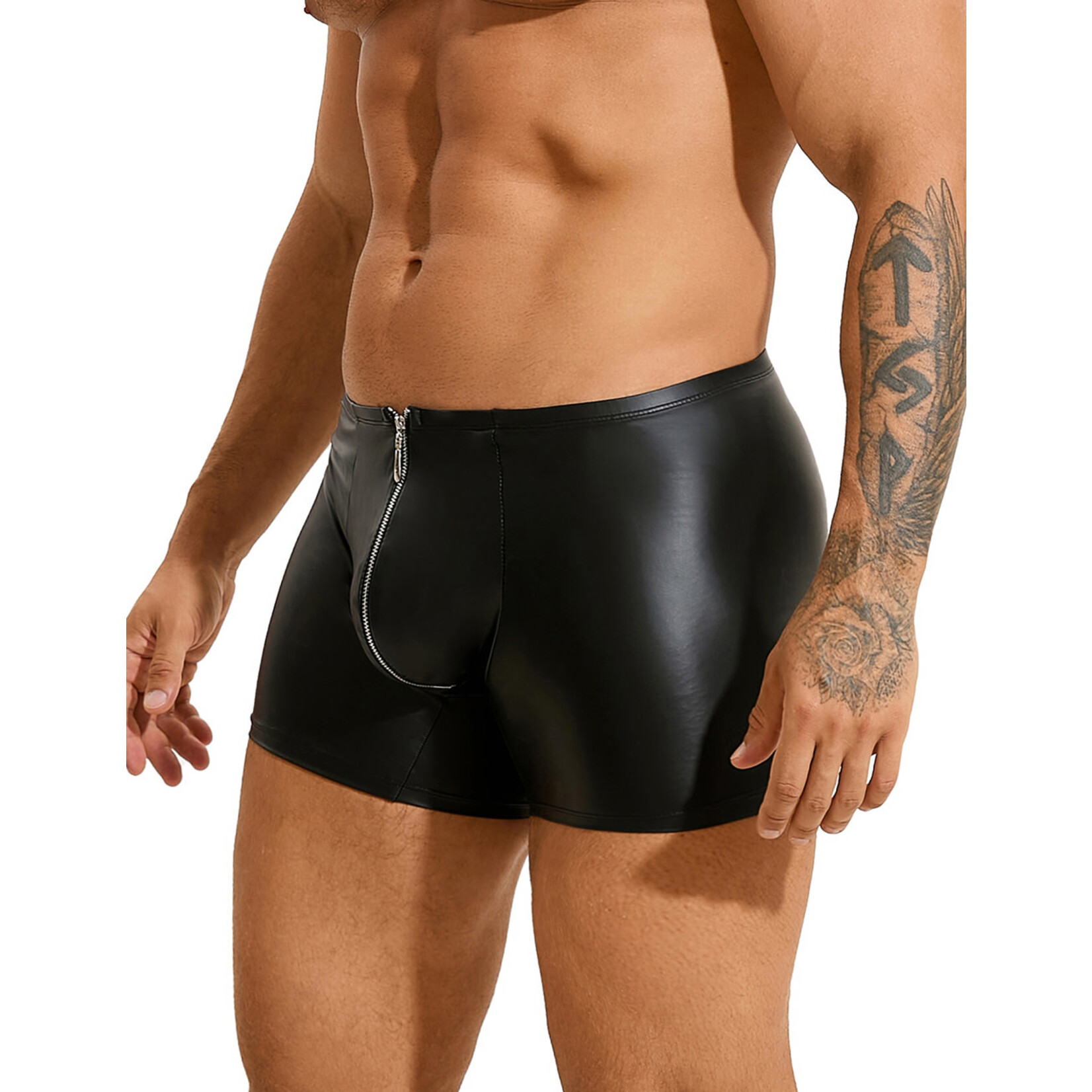 OH YEAH! -  BLACK SEXY PU MEN UNDERWEAR WITH ZIPPER BLACK MEDIUM