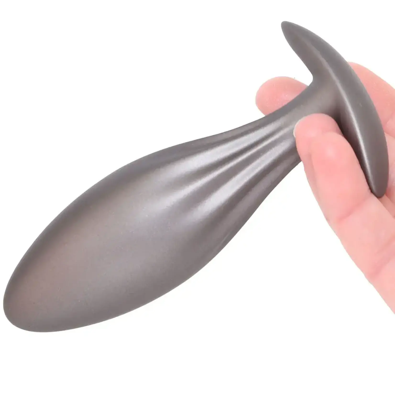 OUCH OUCH! SMOOTH SILICONE OVAL BUTT PLUG IN GUN METAL
