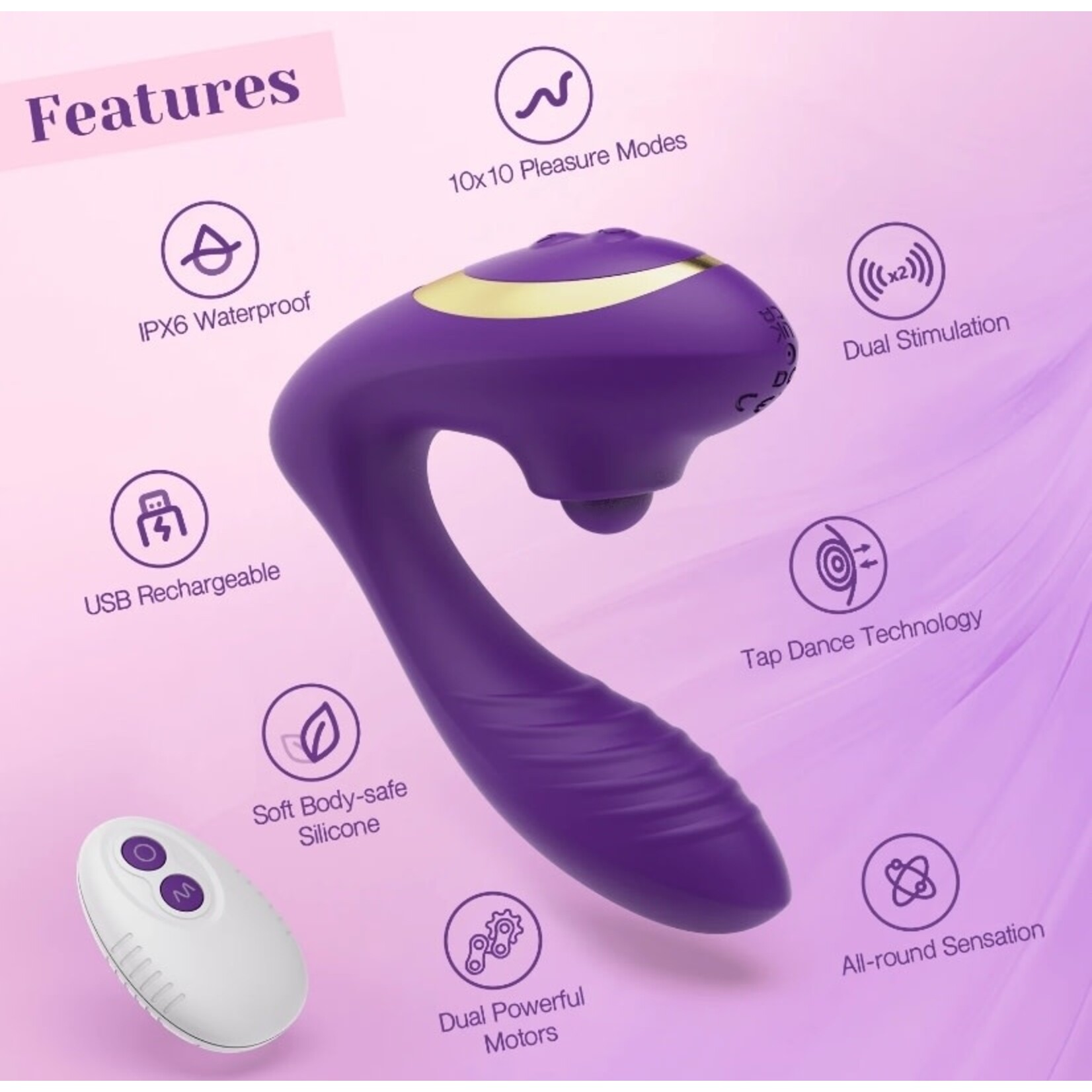 TRACY'S DOG TRACY'S DOG - OG POP TAPPING VIBRATOR PURPLE