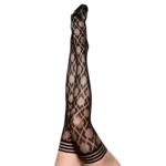 KIX' IES -  ELLE BLACK DIAMND FISHNET THIGH HIGH -SIZA