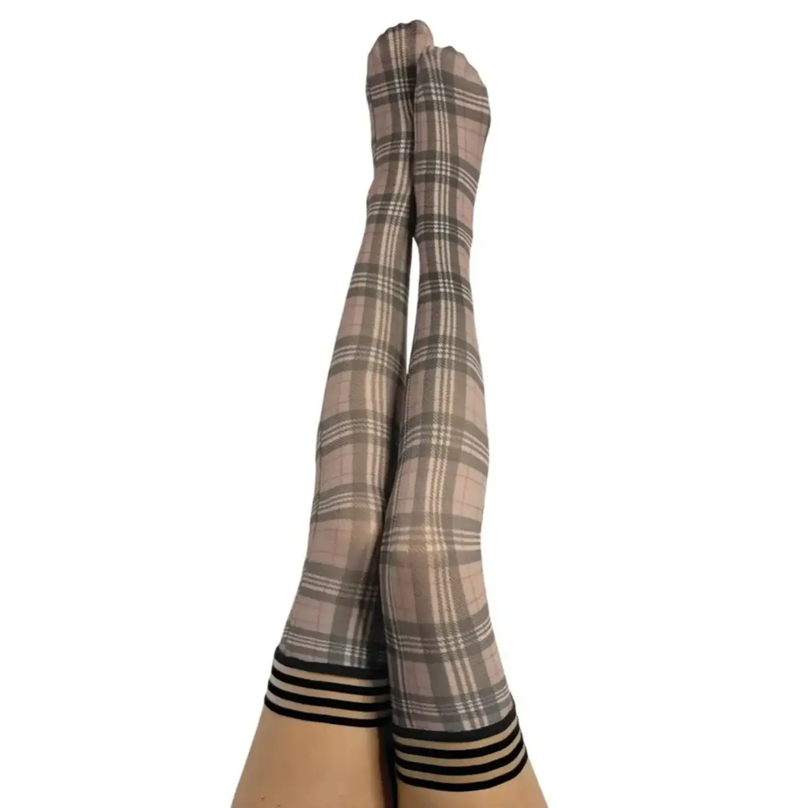 KIX' IES -  LORI TAN/GREY PLAID THIGH HIGH SIZE A