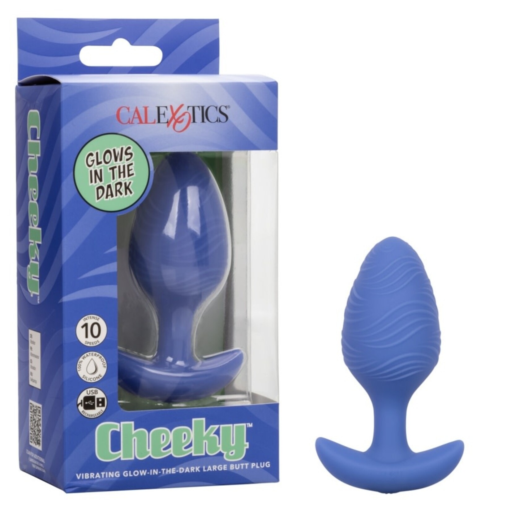 CALEXOTICS CHEEKY VIBRATING GLOW-IN-THE-DARK LARGE BUTT PLUG