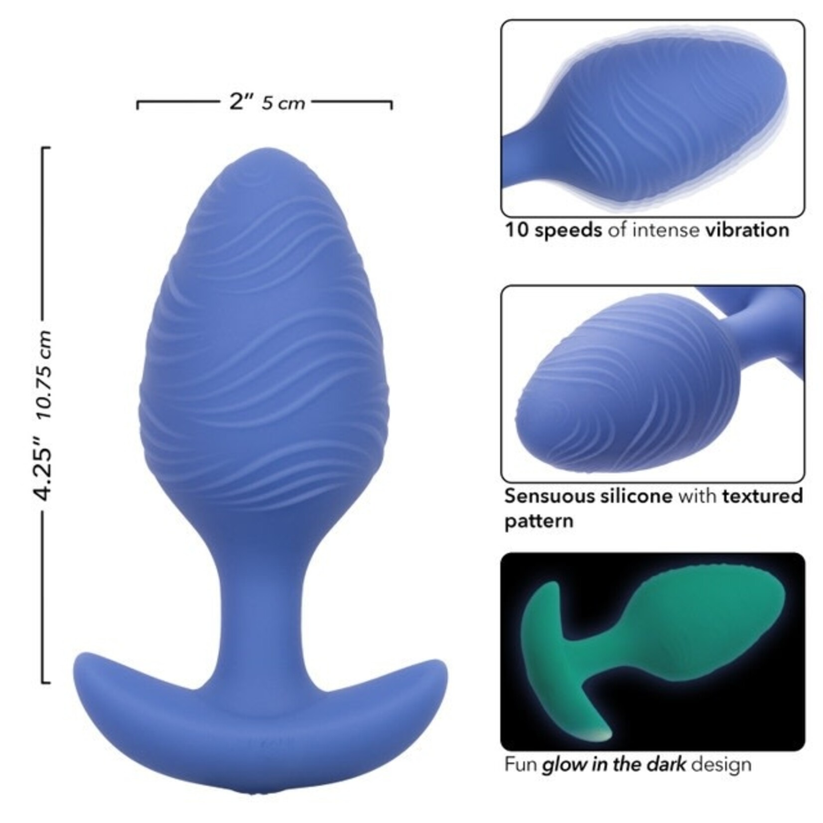 CALEXOTICS CHEEKY VIBRATING GLOW-IN-THE-DARK LARGE BUTT PLUG