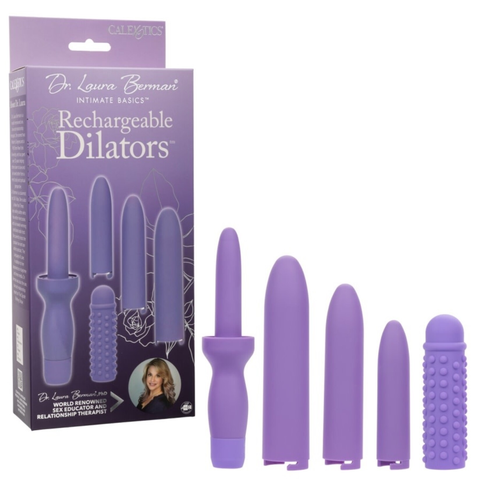 CALEXOTICS DR. LAURA BERMAN RECHARGEABLE DILATORS SET OF 4 LOCKING SIZES PLUS SLEEVE