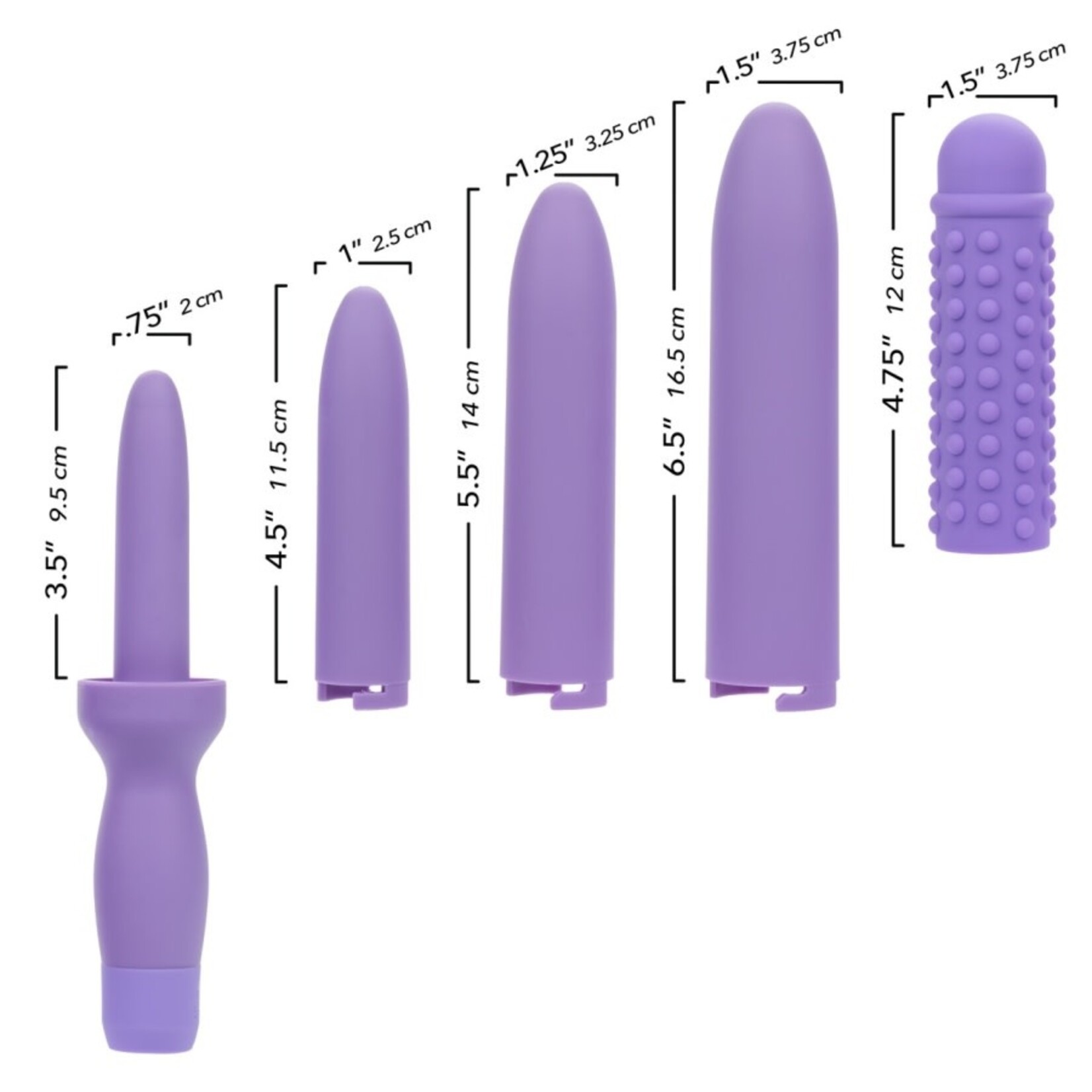 CALEXOTICS DR. LAURA BERMAN RECHARGEABLE DILATORS SET OF 4 LOCKING SIZES PLUS SLEEVE