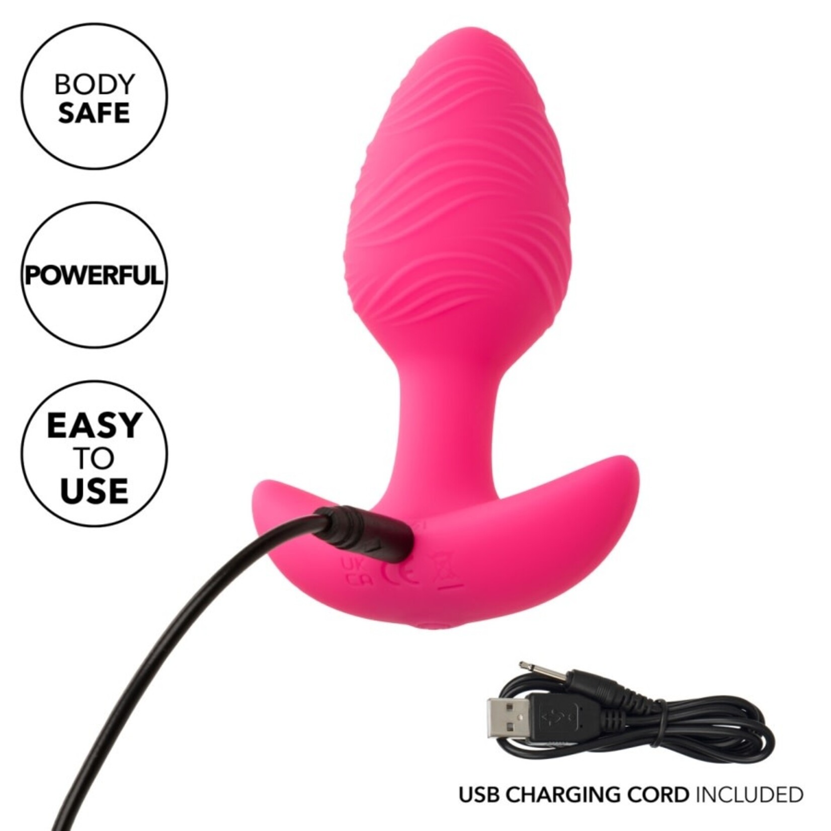 CALEXOTICS CHEEKY VIBRATING GLOW-IN-THE-DARK BUTT PLUG