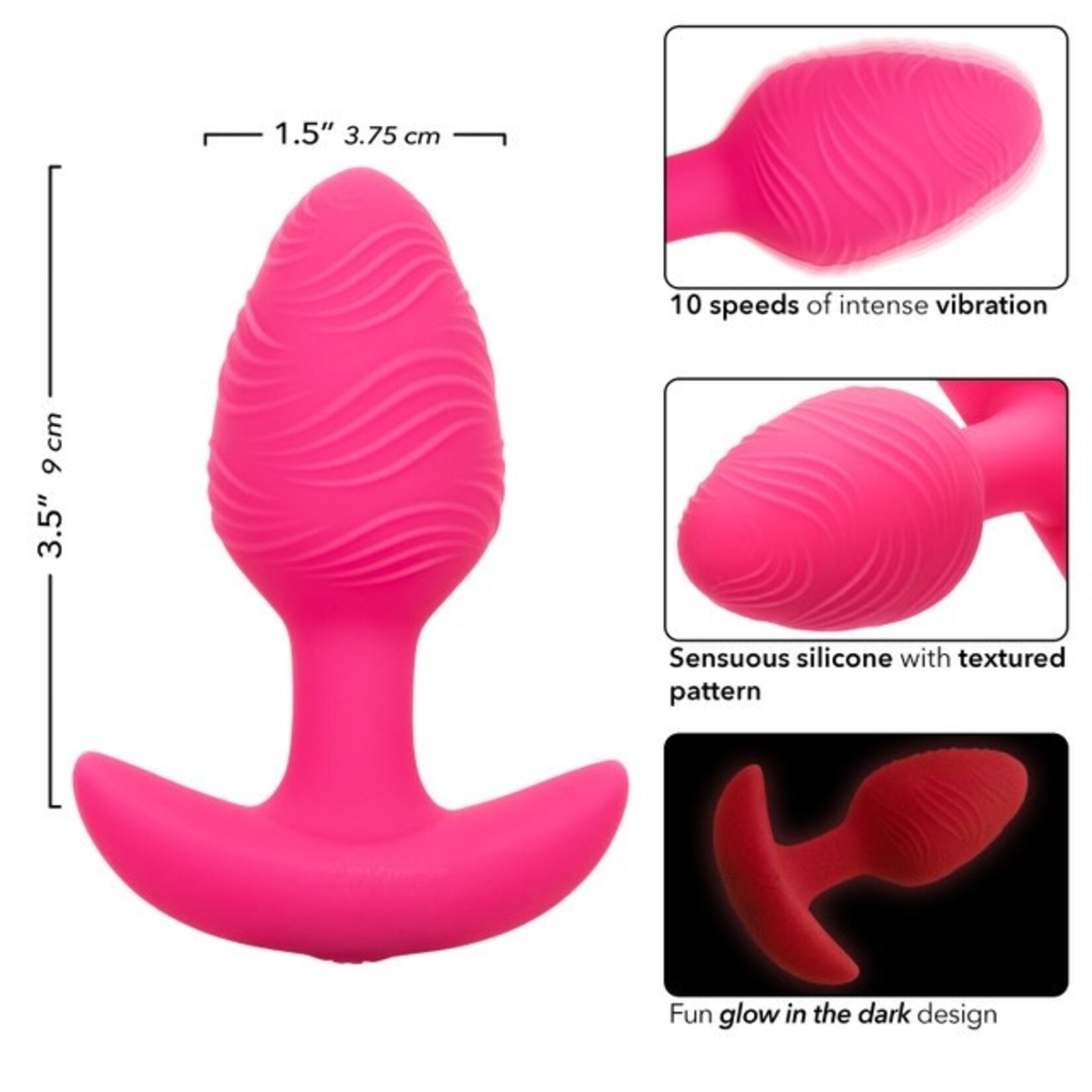 CALEXOTICS CHEEKY VIBRATING GLOW-IN-THE-DARK BUTT PLUG