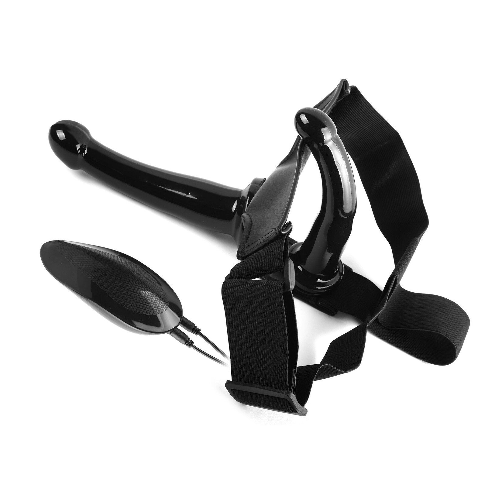 BLACK MAGIC UNISEX VIBRATING STRAP-ON DILDO