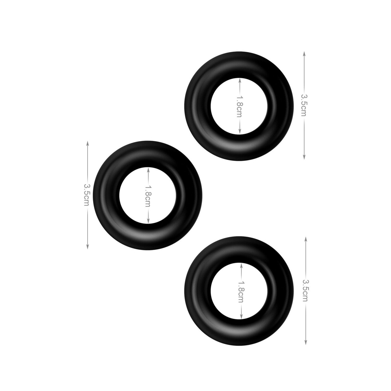 DOUGHNUT TRIPLE STAMINA RING SET BLACK