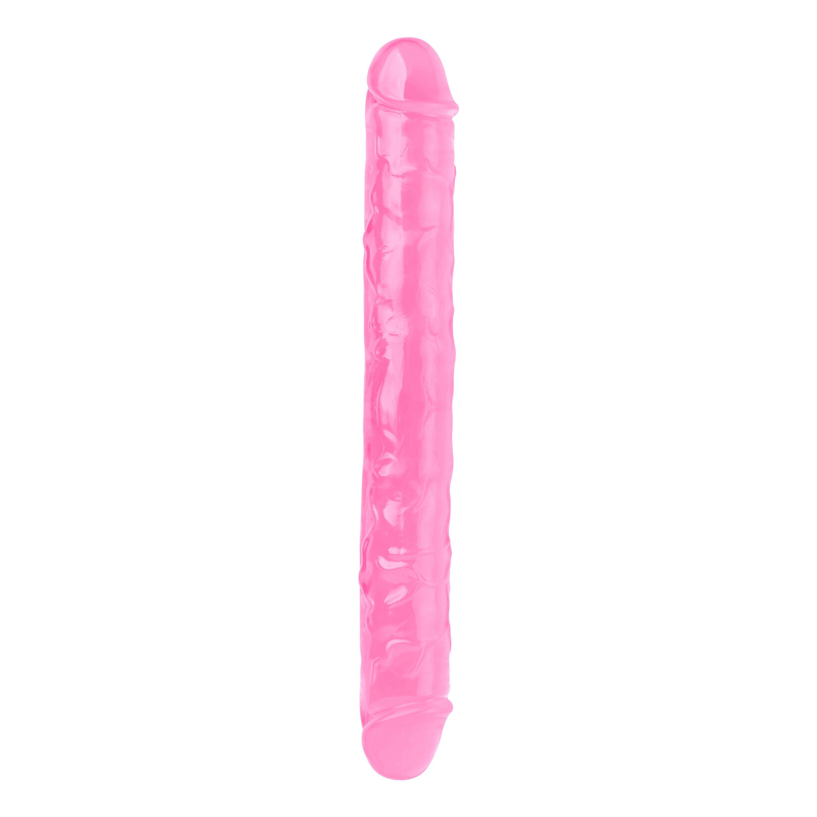 12" MR. RUDE -CRYSTAL JELLIES REALISTIC DOUBLE-ENDED DILDO PINK