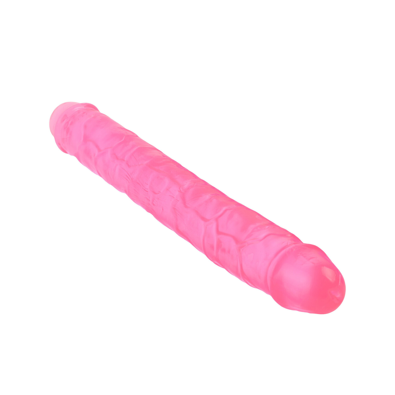 12" MR. RUDE -CRYSTAL JELLIES REALISTIC DOUBLE-ENDED DILDO PINK