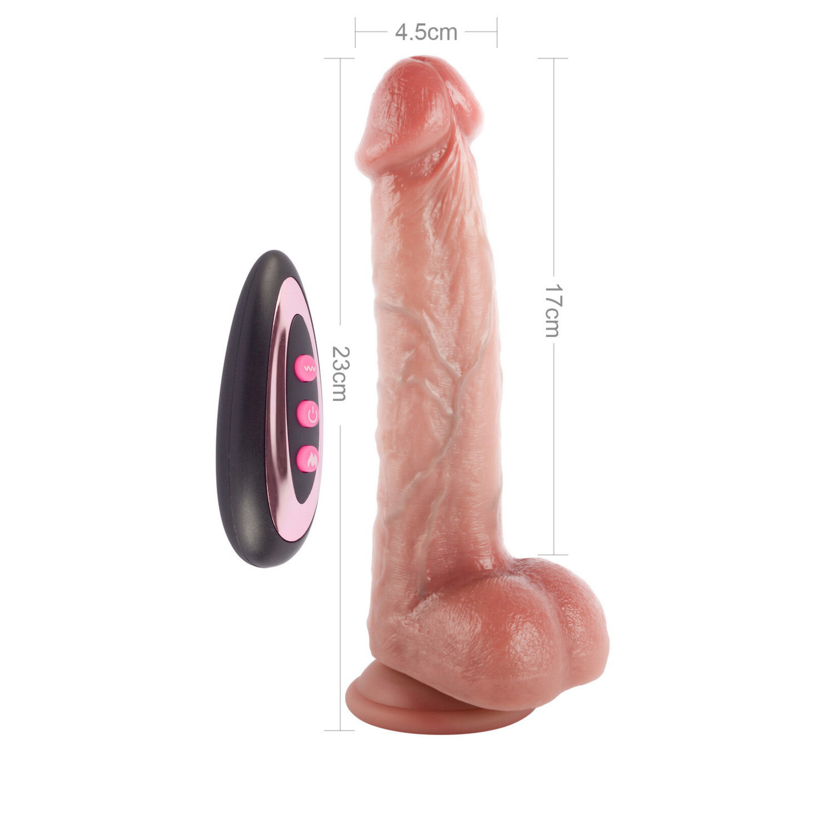 9" DUAL-LAYERED NATURE-FEEL REMOTE CONTROL THRUSTING SILICONE DILDO