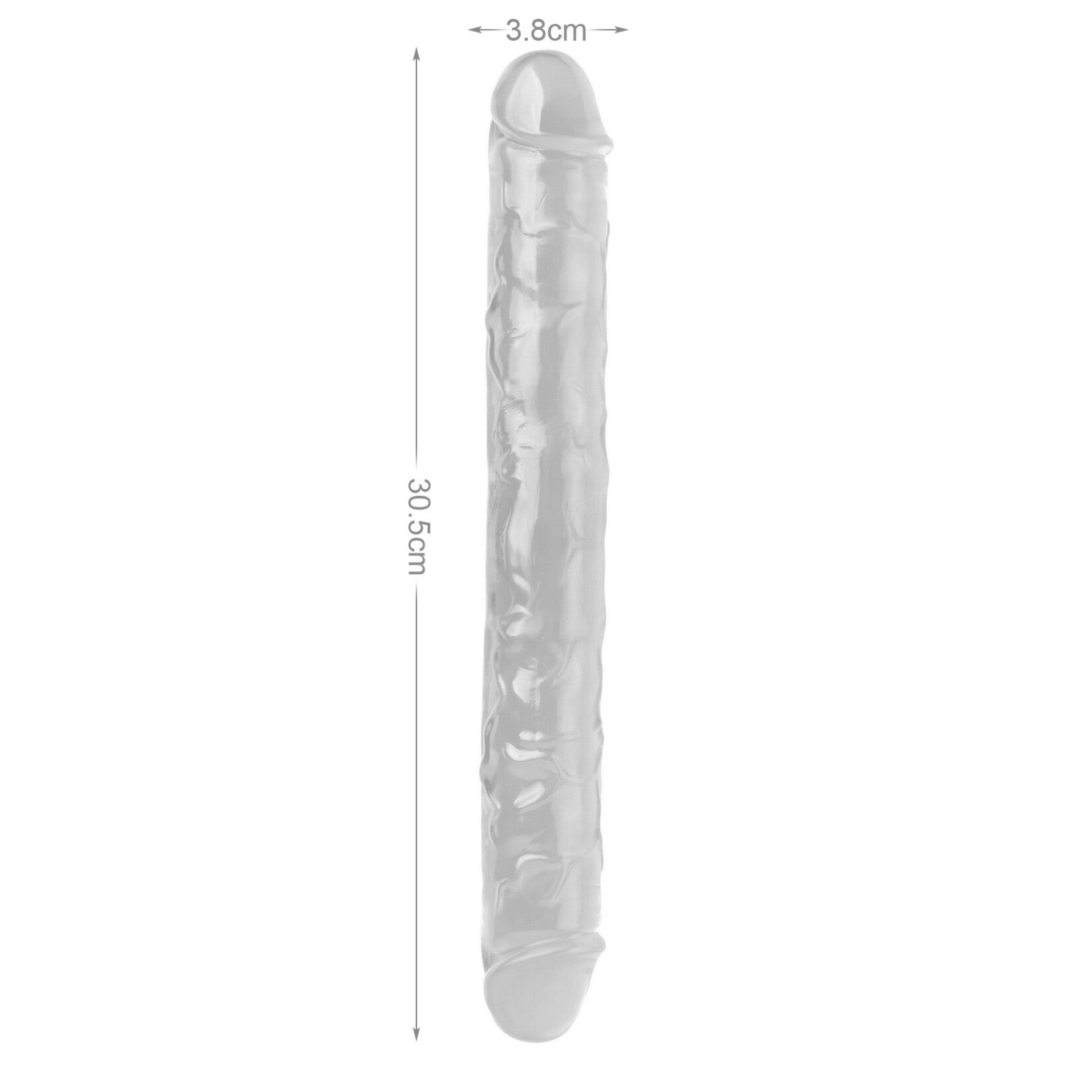 12" MR. RUDE -CRYSTAL JELLIES REALISTIC DOUBLE-ENDED DILDO CLEAR