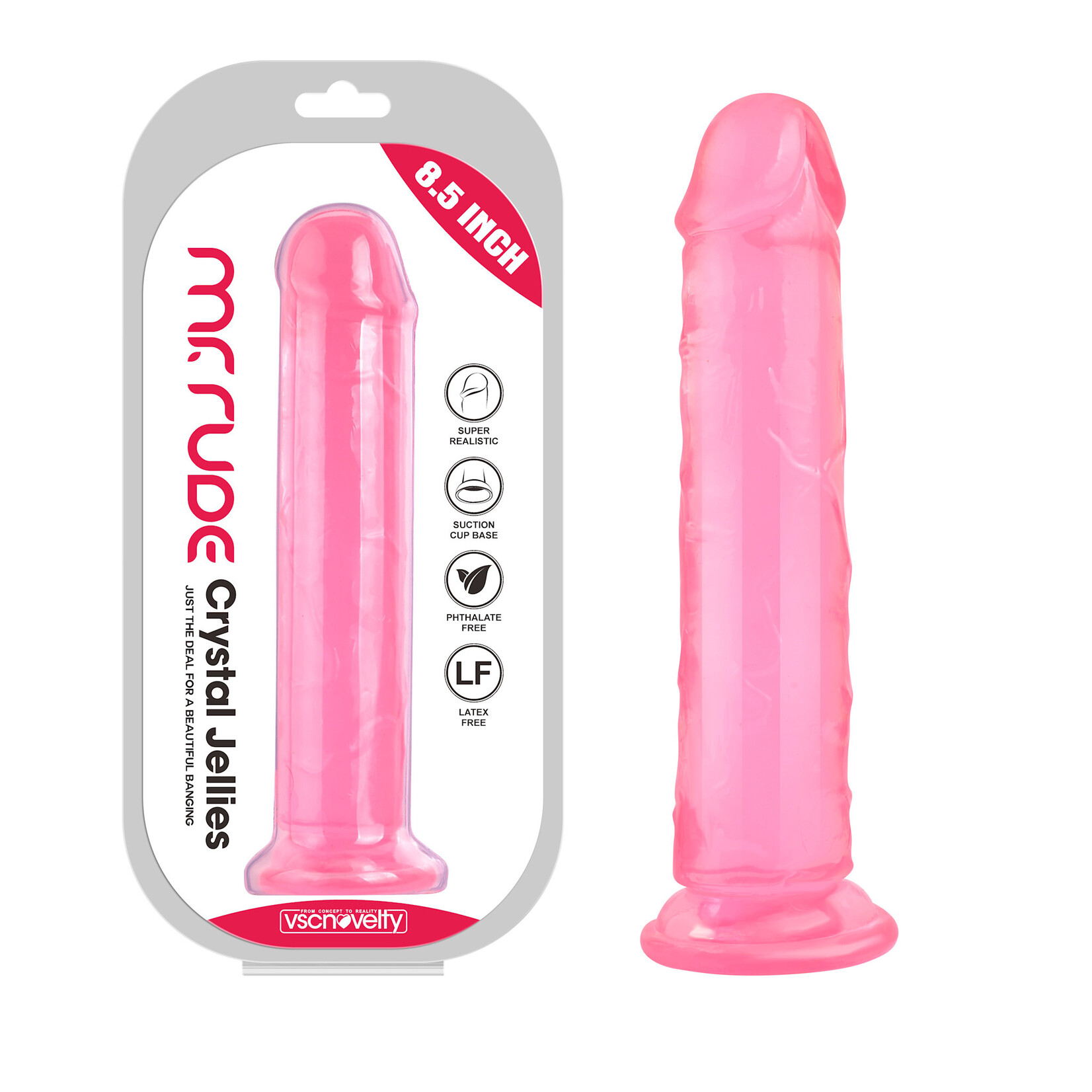 8.5 " MR. RUDE -CRYSTAL JELLIES REALISTIC DILDO PINK
