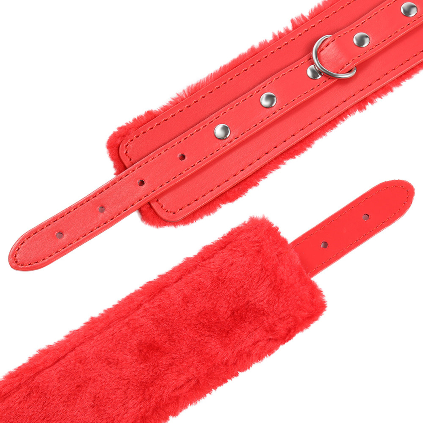 FETISH BOUTIQUE VELVET ANKLE CUFFS RED