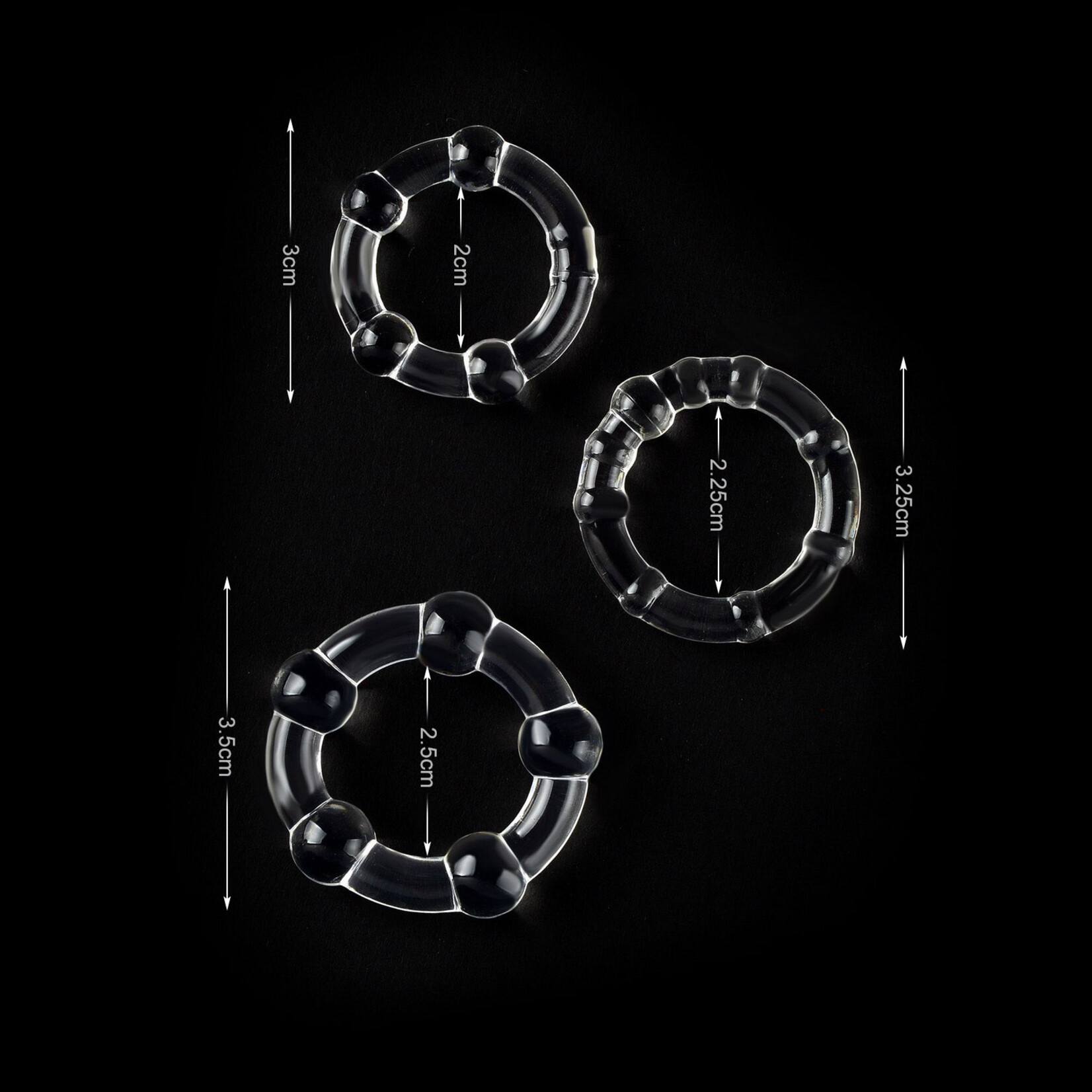 SMOOTH-NUBS TRIPLE STAMINA RING SET CLEAR