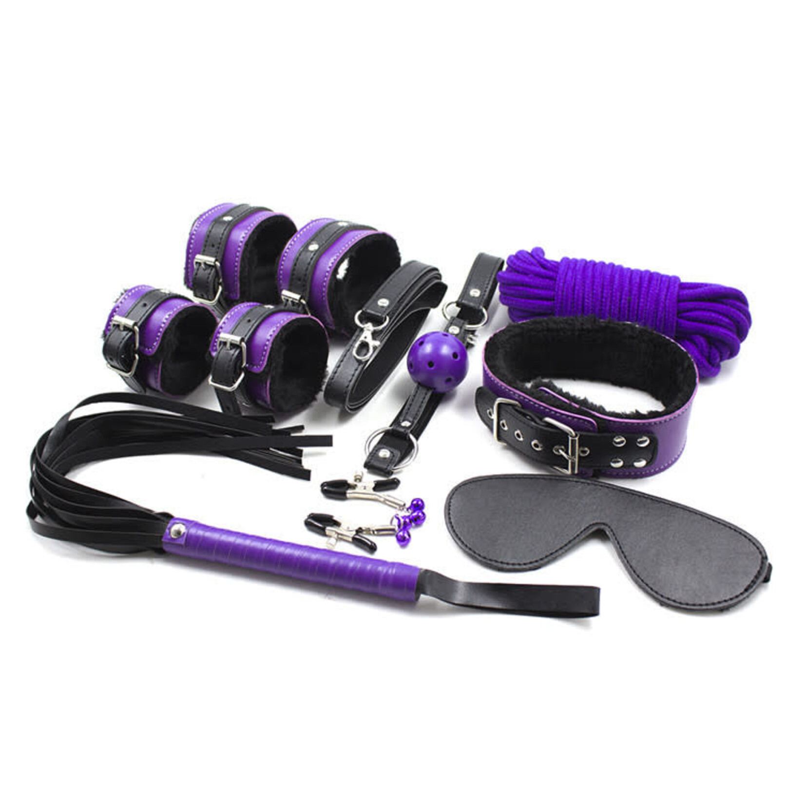 SHADES OF LOVE 8-PIECE COUPLES PASSION KIT PURPLE & BLACK SM1520