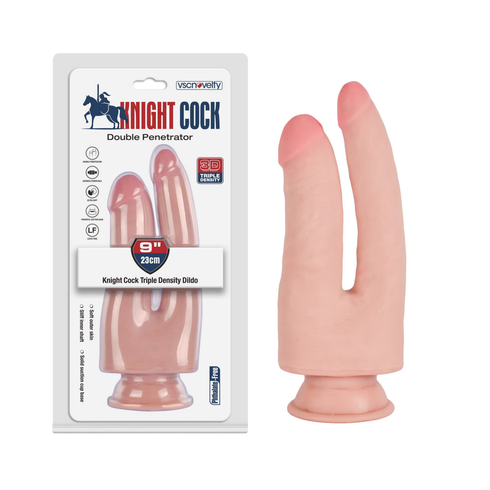 9" KNIGHT COCK 3D TRIPLE DENSITY DOUBLE PENETRATOR