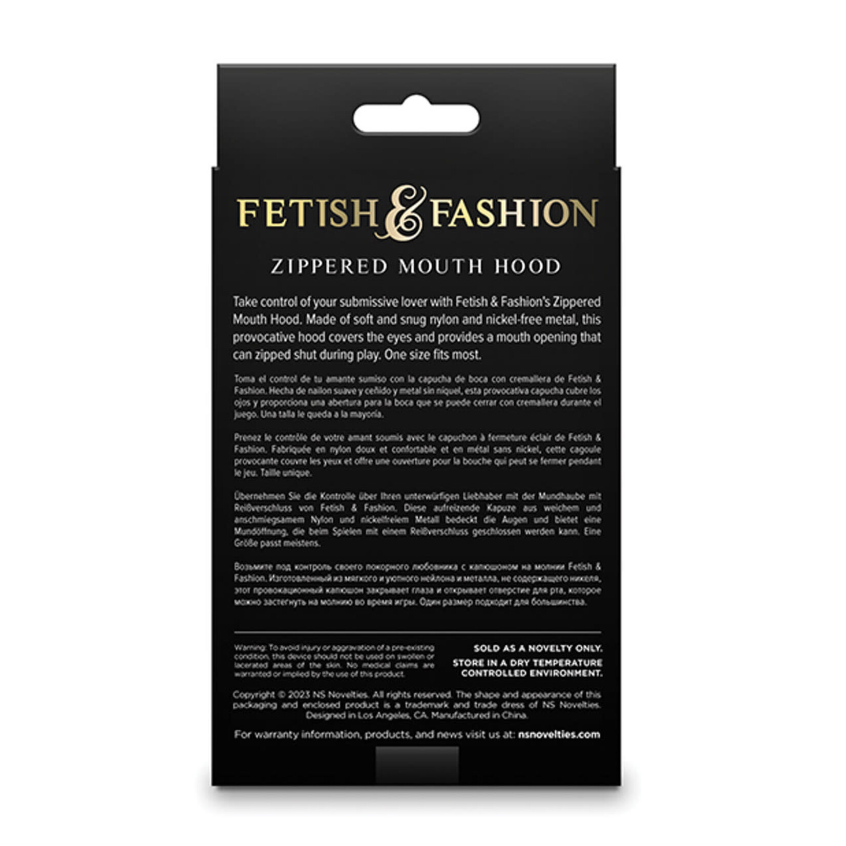 NS NOVELTIES FETISH & FASHION ZIPPERED MOUTH HOOD