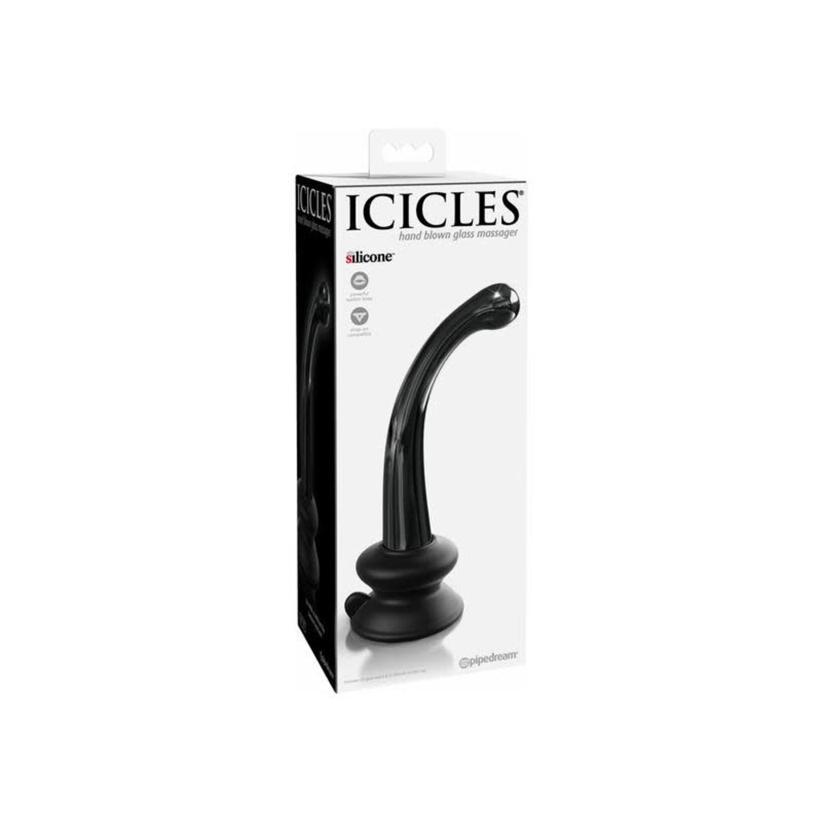 PIPEDREAM ICICLES NO. 87 GLASS DILDO IN BLACK