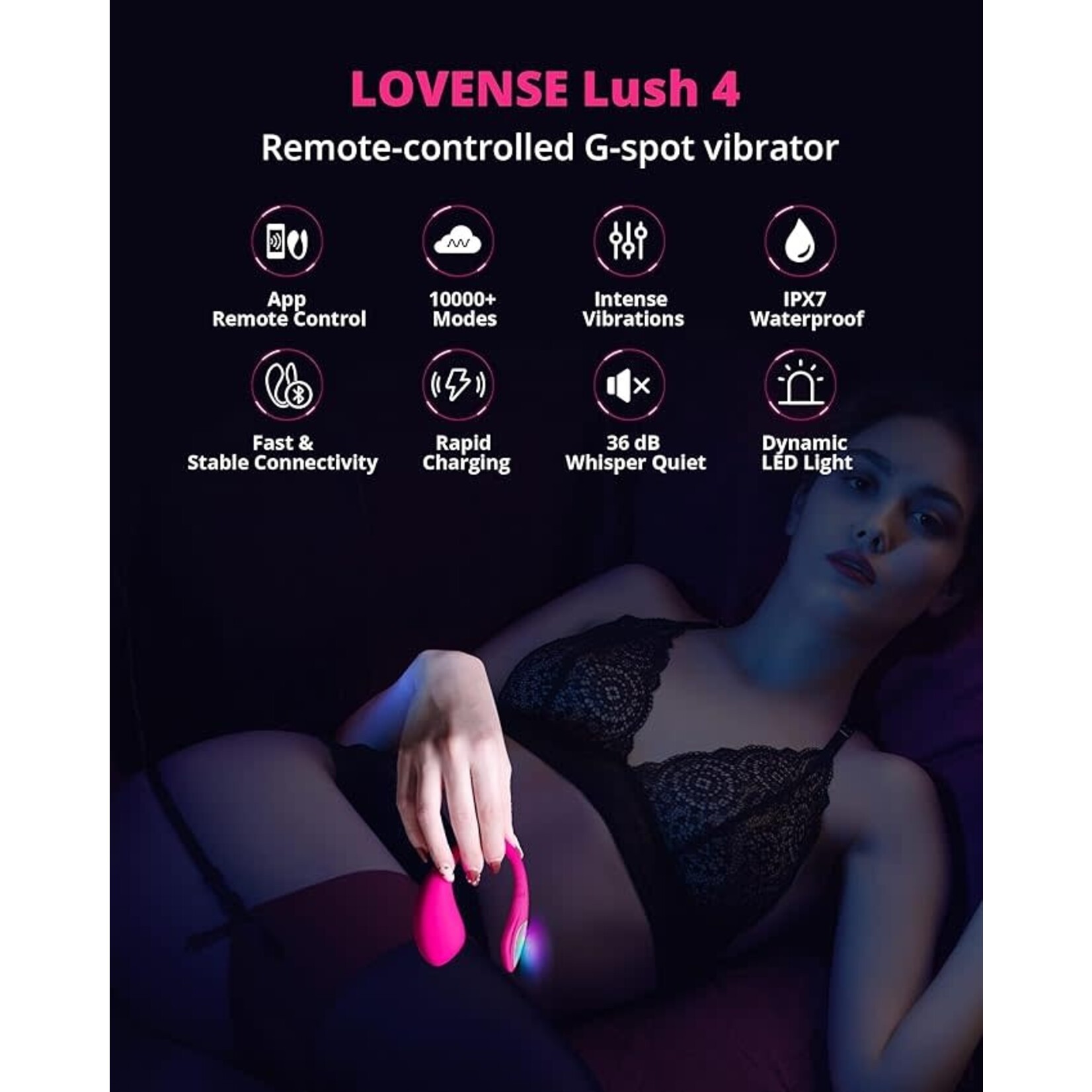 LOVENSE LUSH 4 REMOTE CONTROL VIBRATOR - PINK