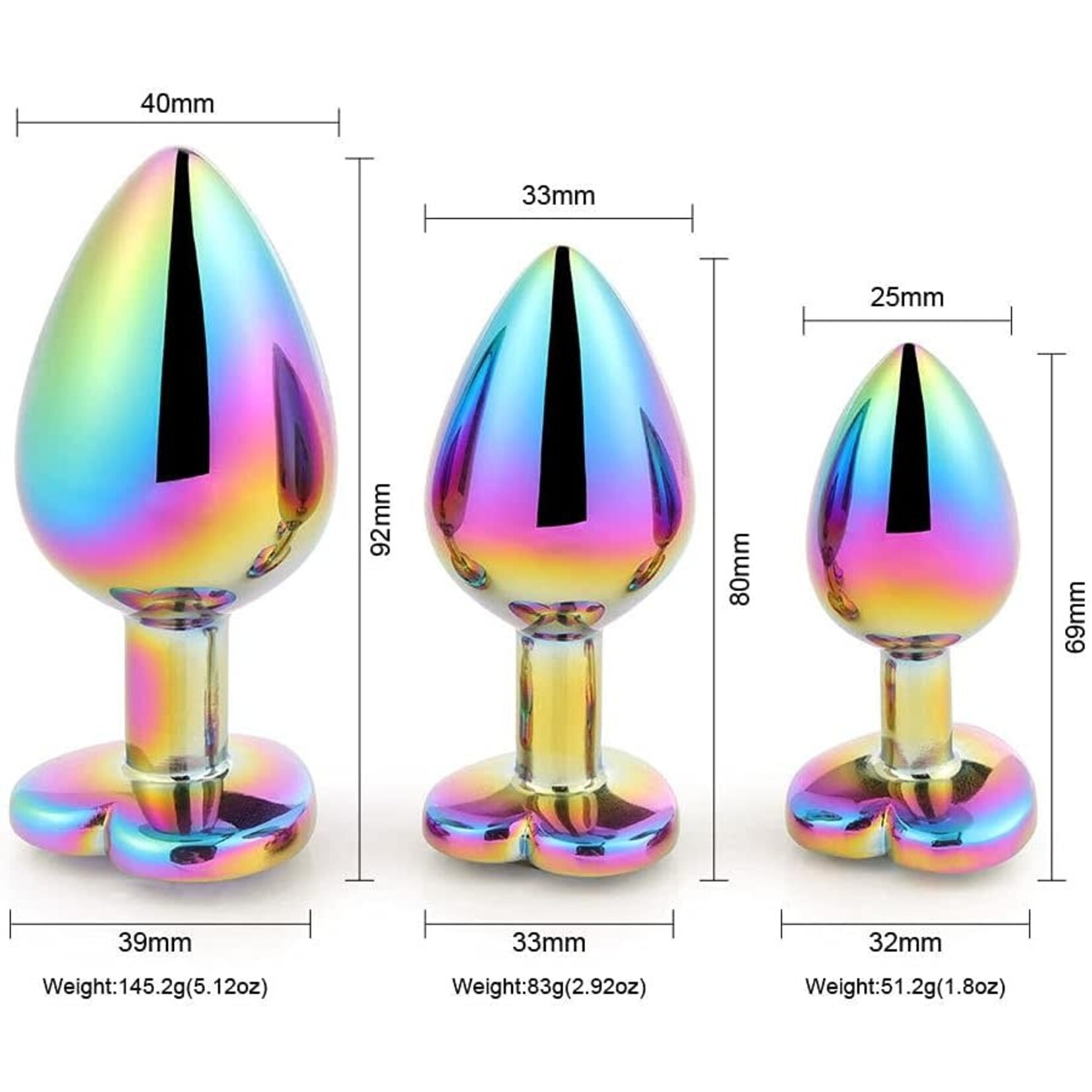 JEWELLED SECRET HEART BUTT PLUG RAINBOW -SMALL