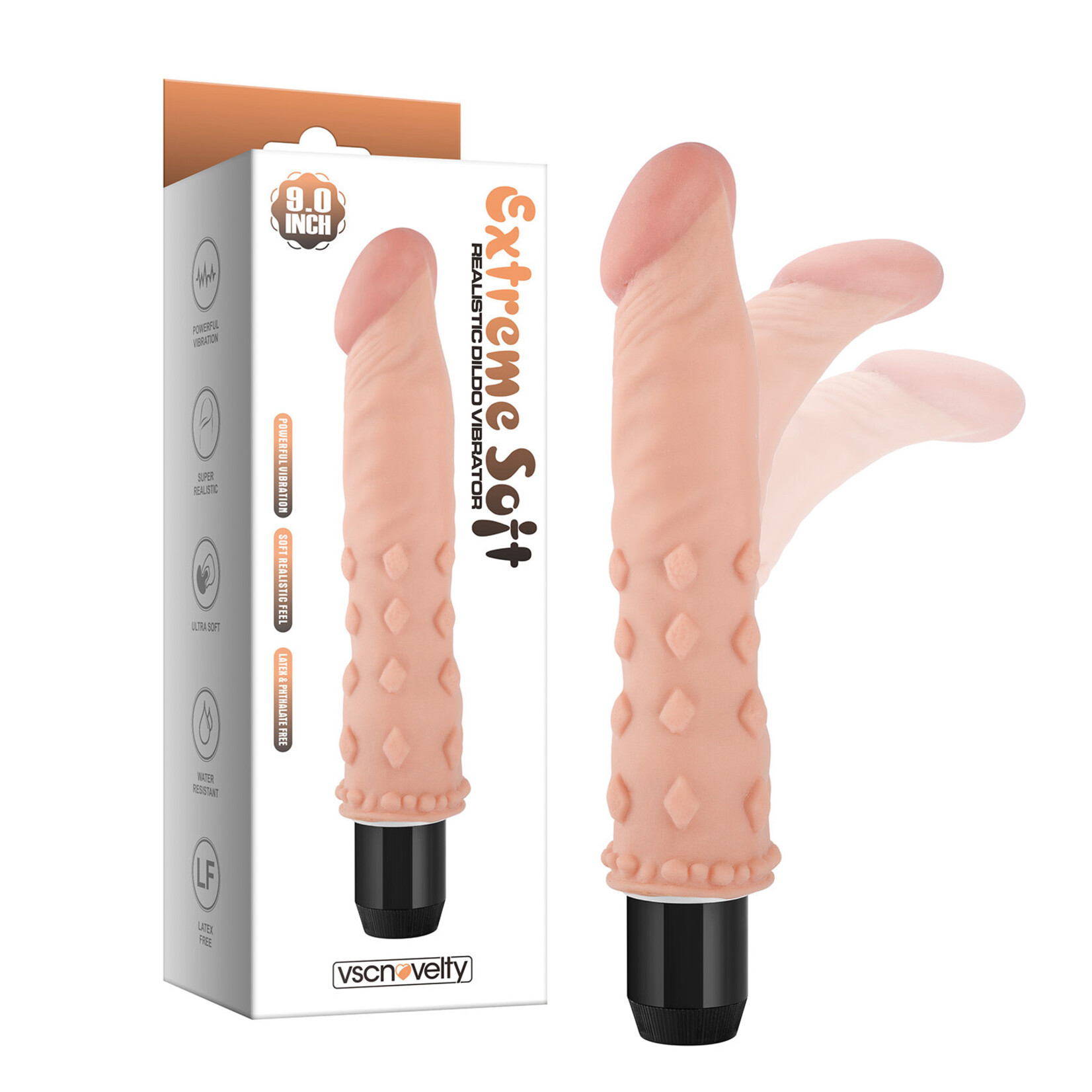 9.0" EXTREME SOFT REALISTIC DILDO VIBRATOR-BENDABLE&POSABLE