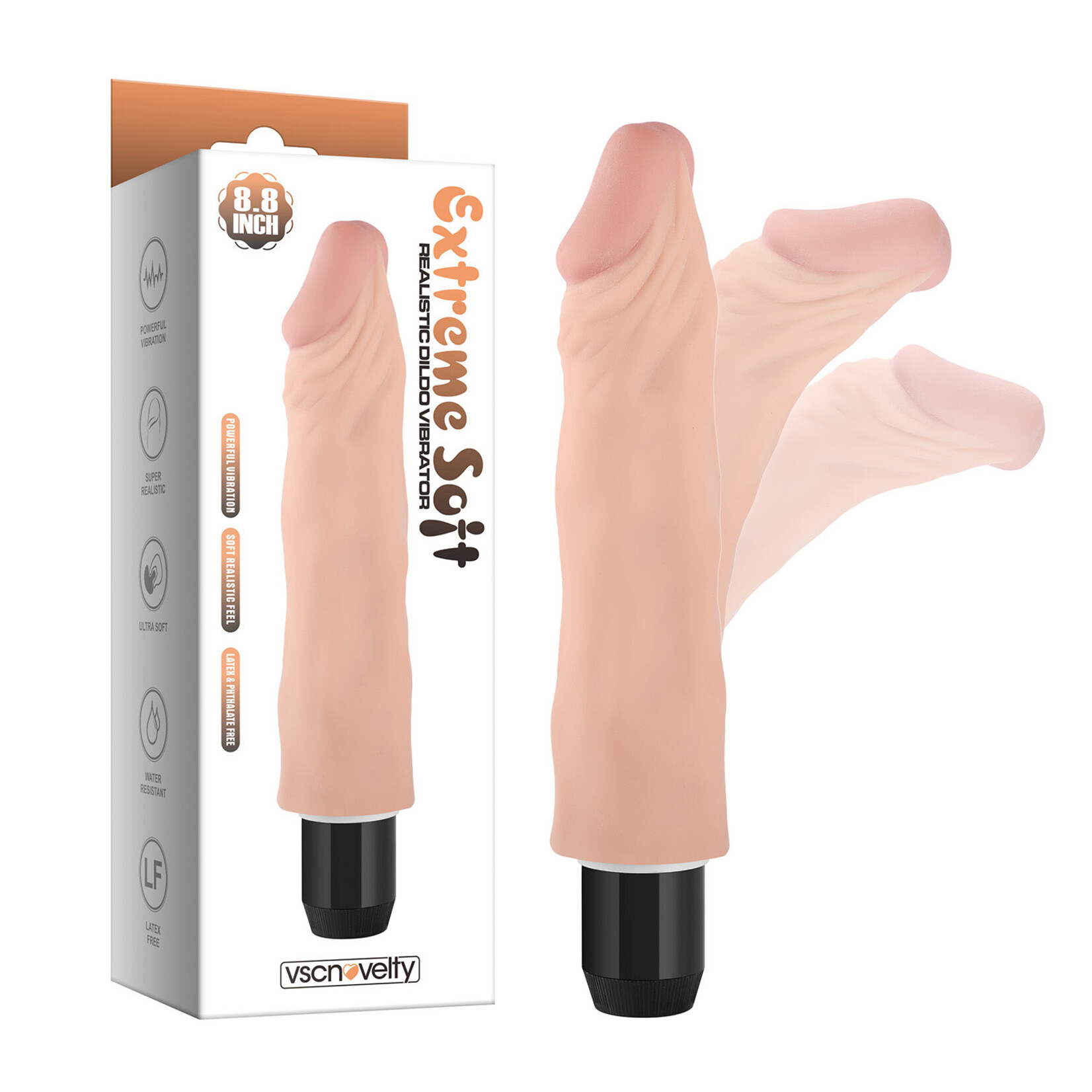8.8" EXTREME SOFT REALISTIC DILDO VIBRATOR-BENDABLE&POSABLE