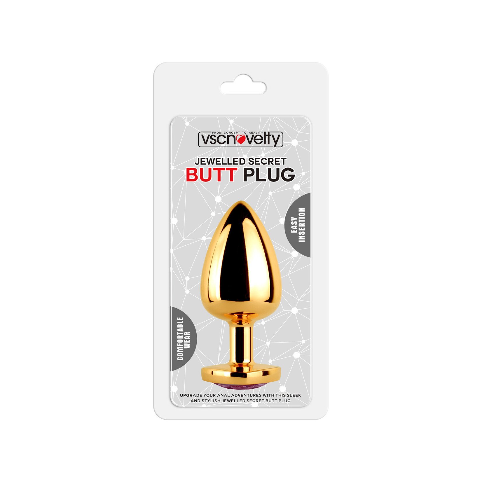 JEWELLED SECRET HEART BUTT PLUG GOLD-LARGE