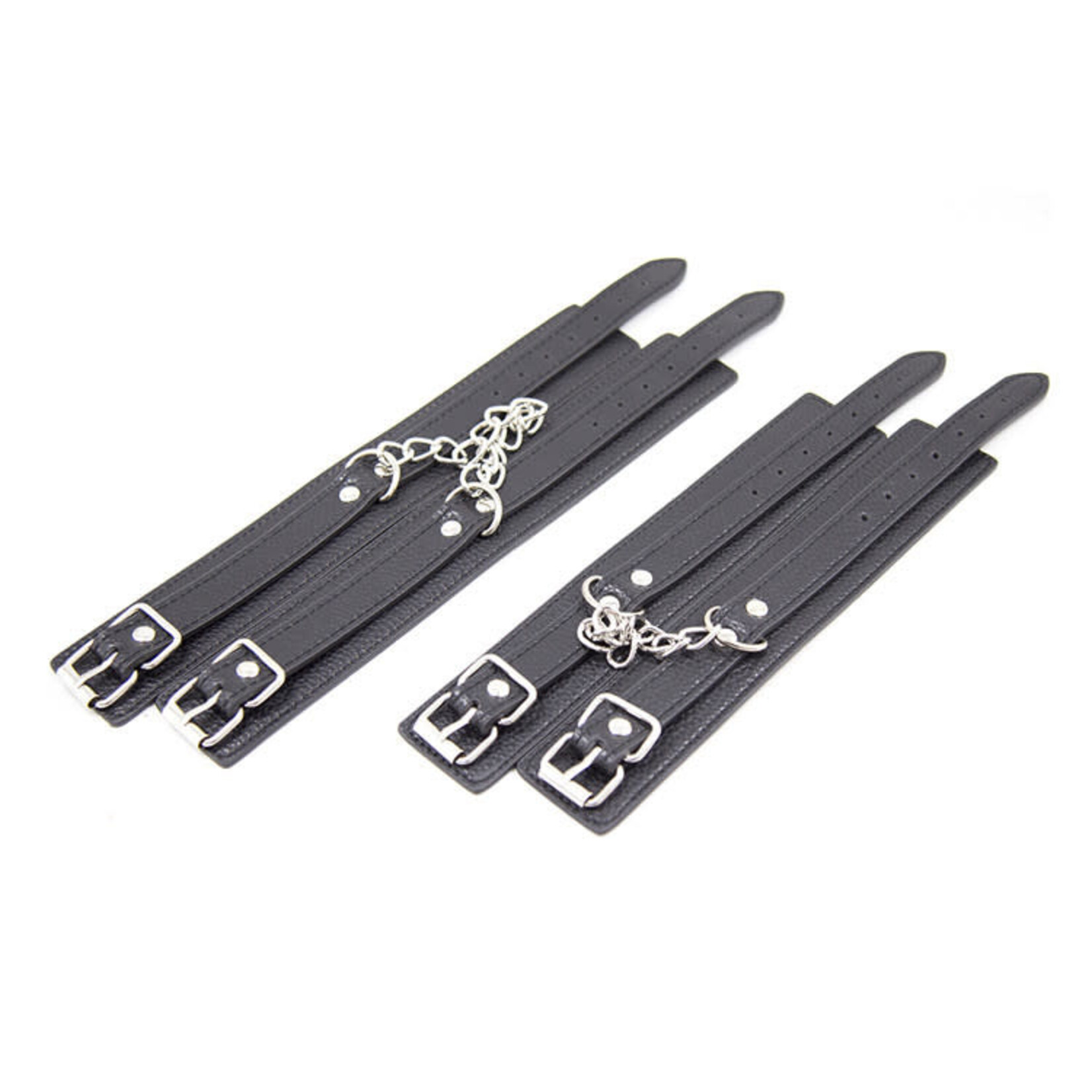 FETISH BOUTIQUE FAUX LEATHER WRIST CUFFS BLACK