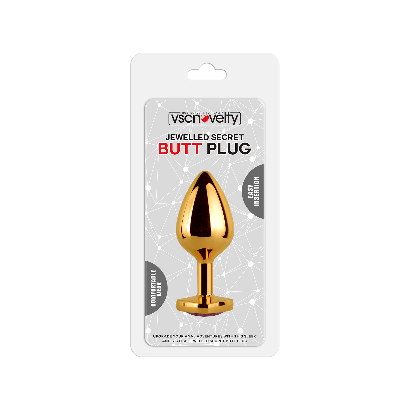 JEWELLED SECRET HEART BUTT PLUG GOLD-MEDIUM