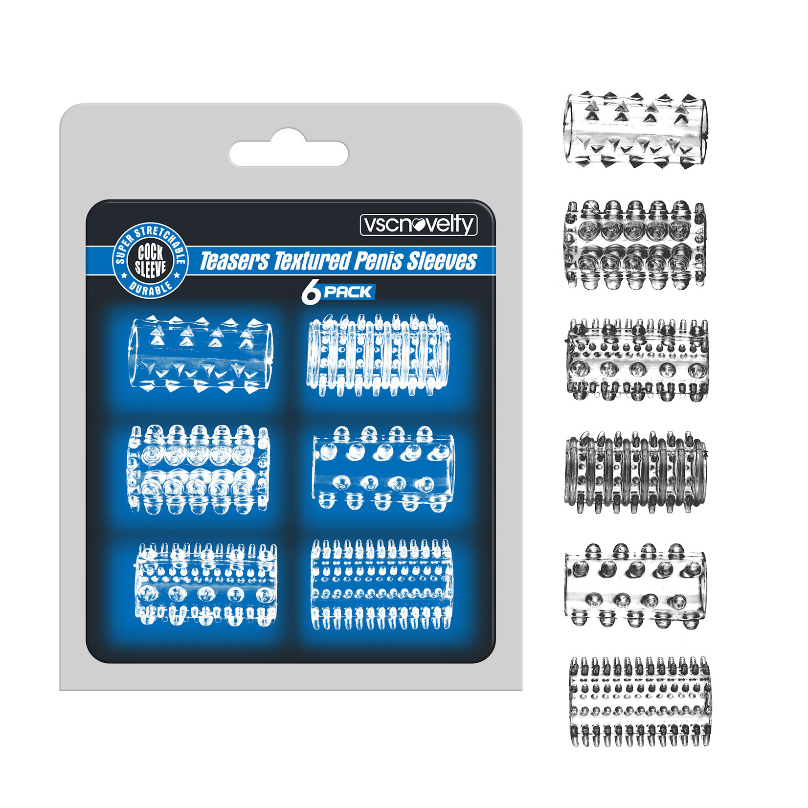 TEASERS TEXTURED PENIS SLEEVES CLEAR