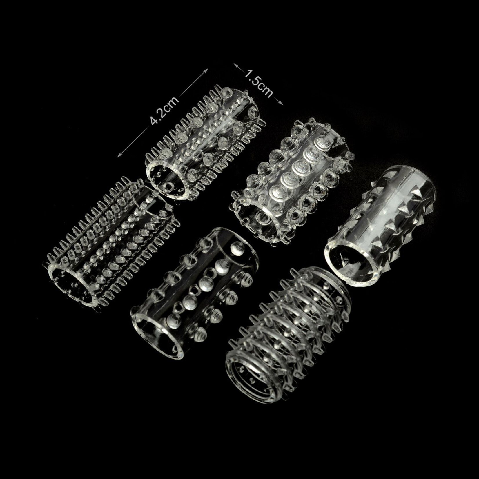 TEASERS TEXTURED PENIS SLEEVES CLEAR