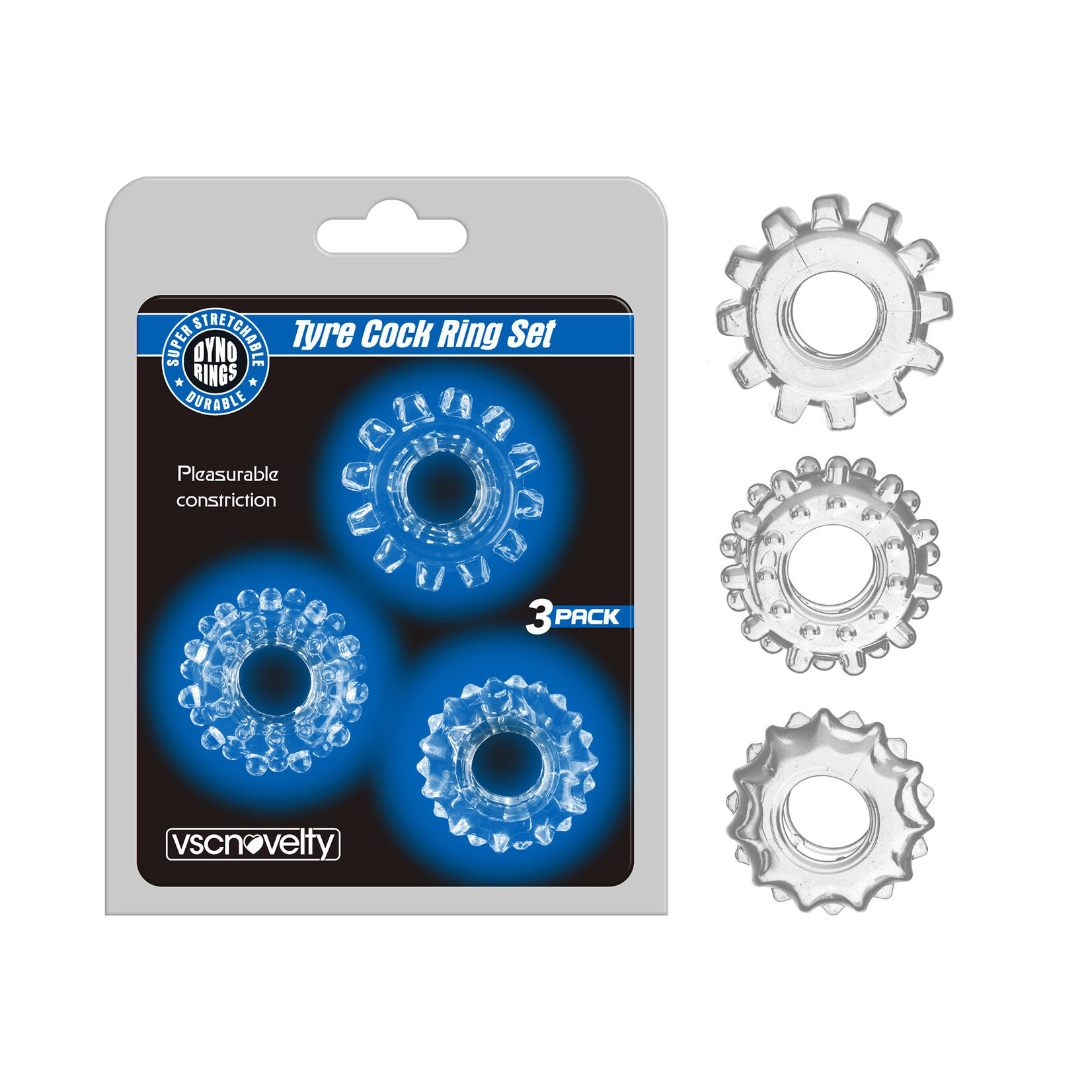 SUPER-STRETCHY TYRE COCK RING SET CLEAR