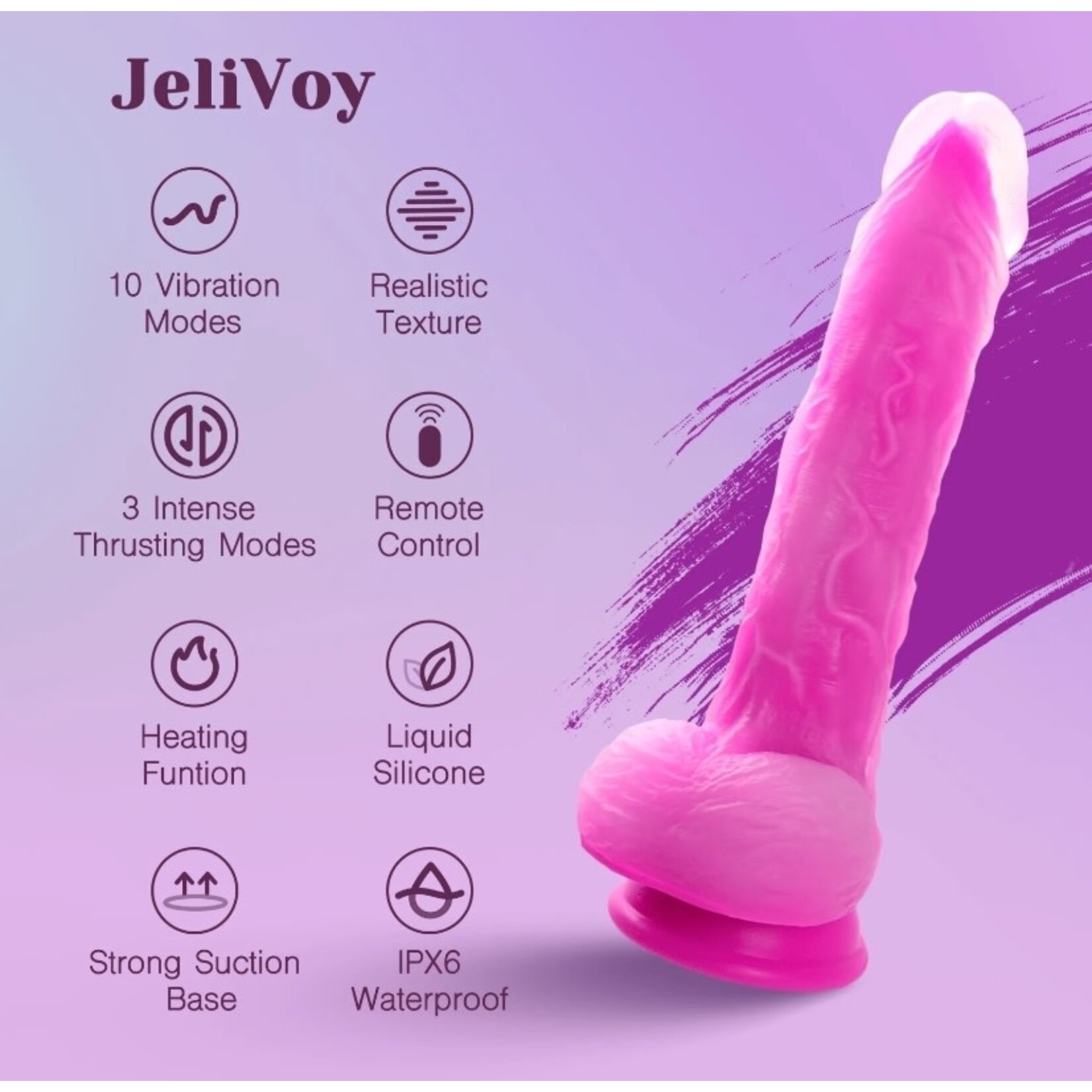 TRACY'S DOG TRACY'S DOG - JELIVOY THRUSTING DILDO JELLYSKIN ROSE RED