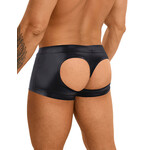 OH YEAH! -  BLACK SEXY PU LEATHER HIP HOLLOW MEN BOXER X-LARGE BLACK