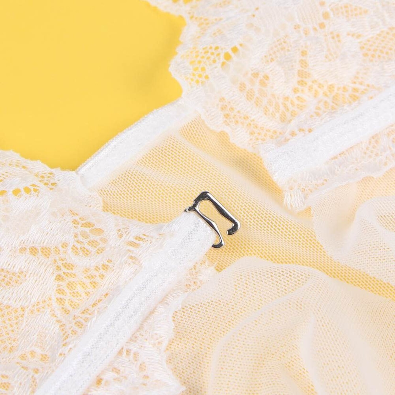 OH YEAH! -  PLUS SIZE WHITE LACE STITCHING IRREGULAR SKIRT PERSPECTIVE BABYDOLL XL-2XL AS SHOWN