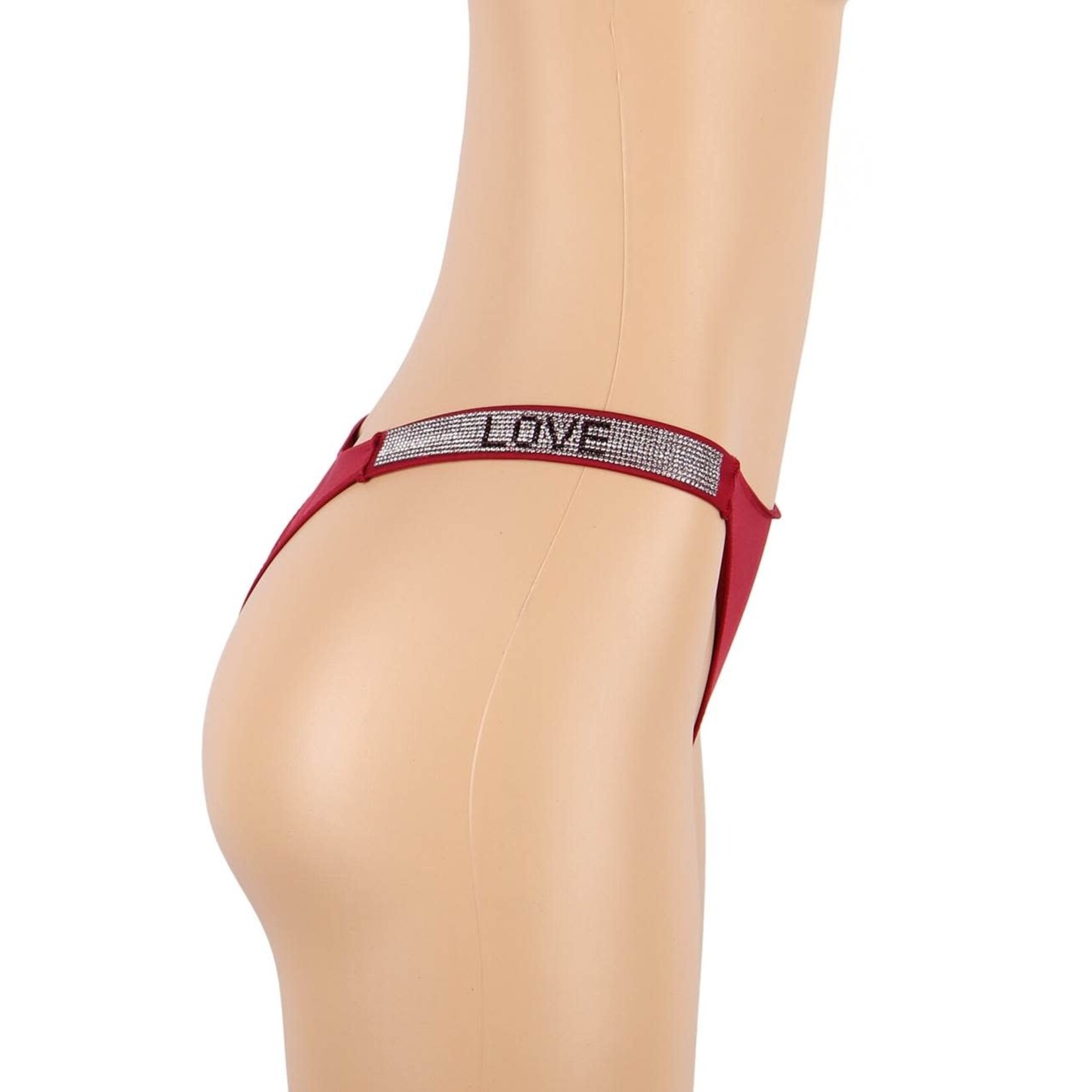 OH YEAH! -  SEXY WOMENS THONGS LOVE LETTER RHINESTONES G-STRING DIAMONDS THONG LOW WAIST   XL-2XL AS SHOWN