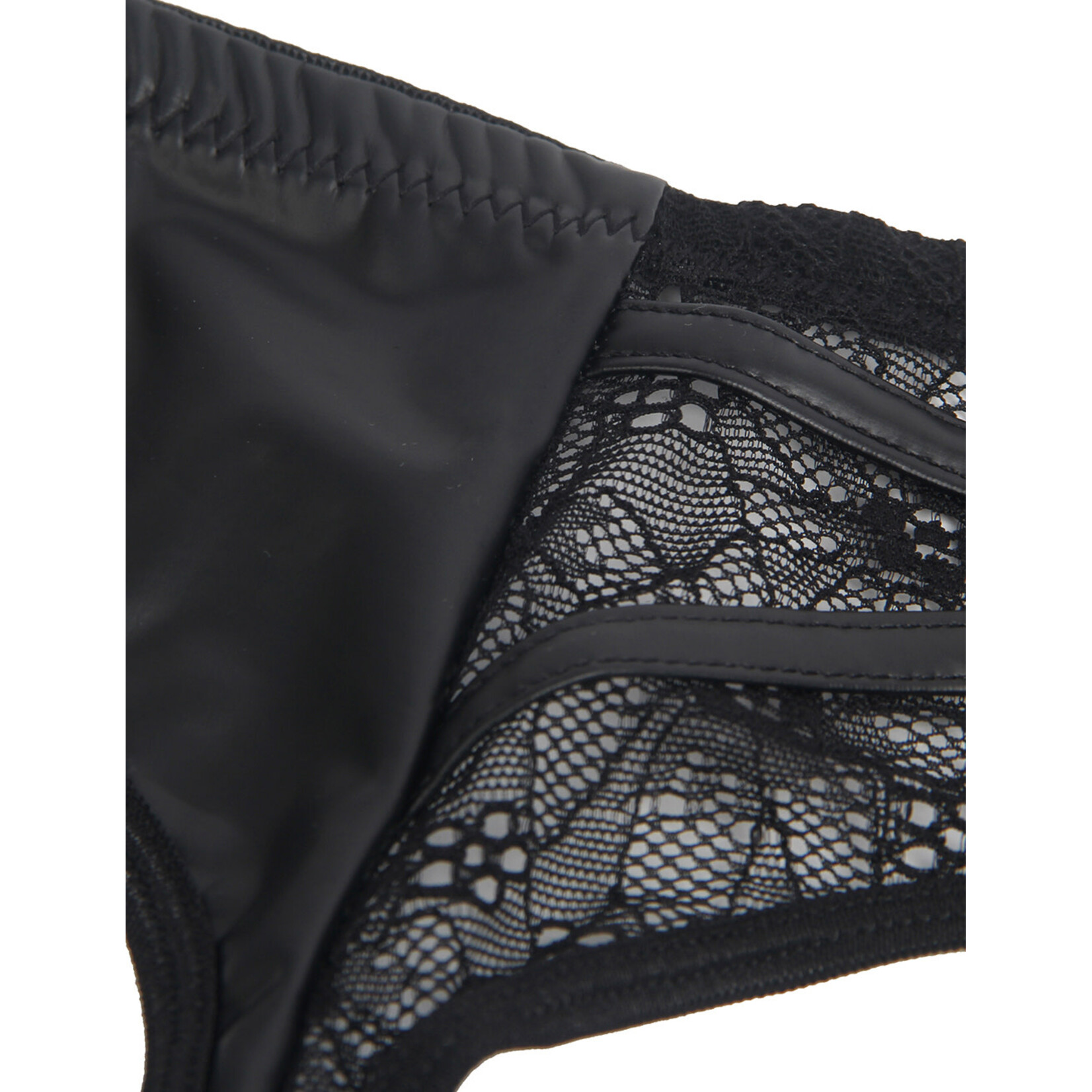 OH YEAH! -  BLACK SEXY PU LEATHER METAL CLIPS GARTER PANTY X-LARGE BLACK