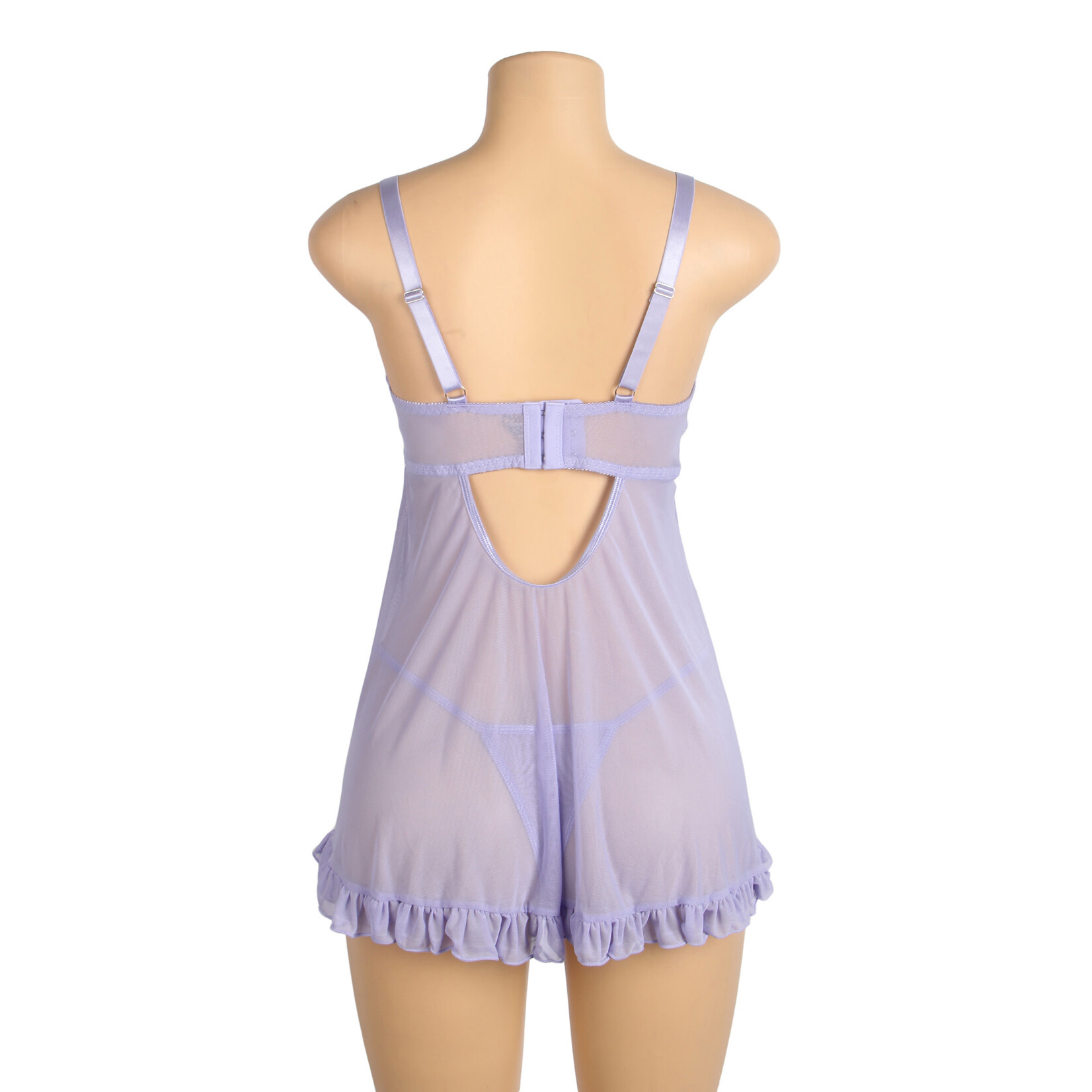 OH YEAH! -  PURPLE SEXY MESH EMBROIDERY LACE LIFT BRA SUSPENDER NIGHTDRESS LARGE PURPLE