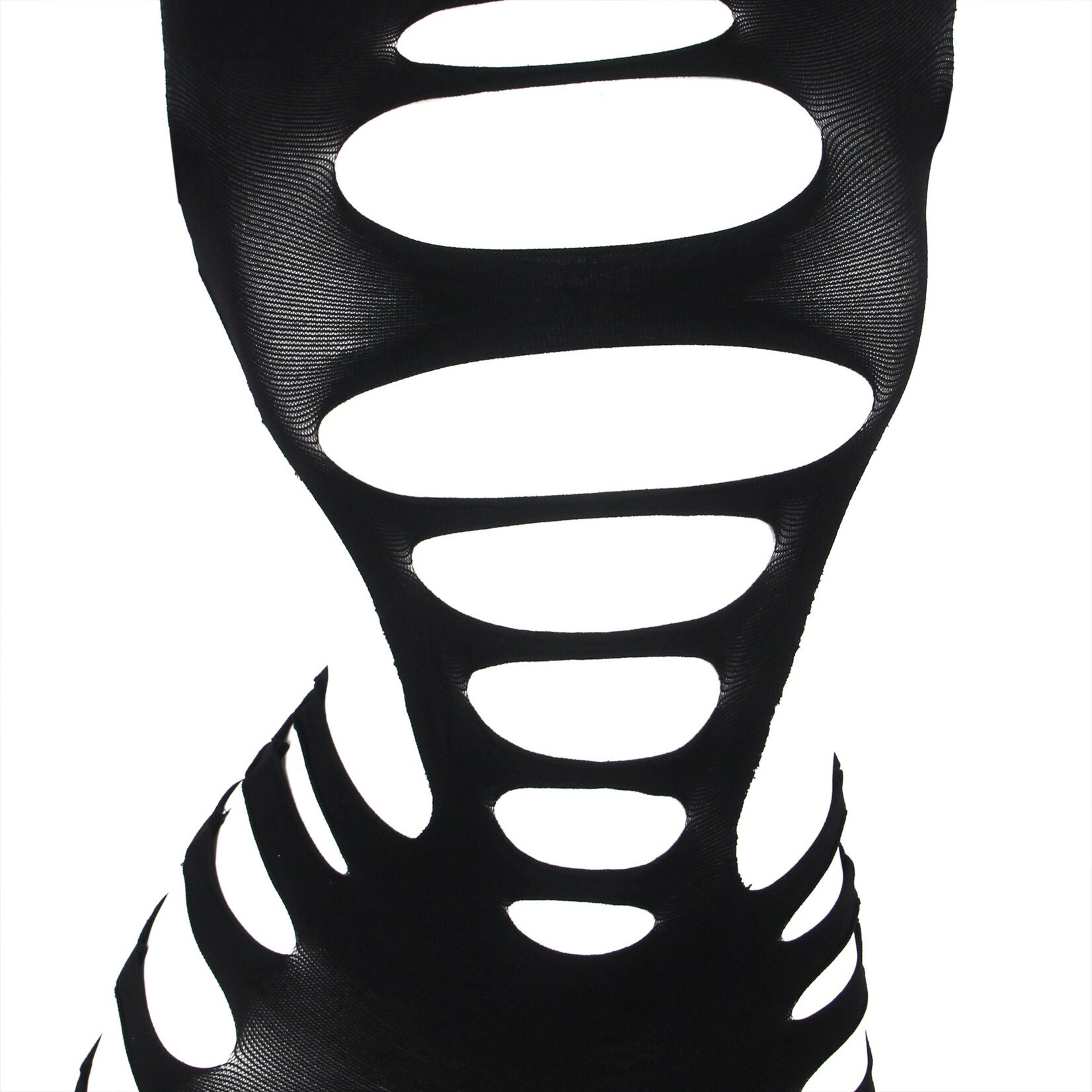 OH YEAH! -  BLACK SEXY LONG SLEEVES HOLLOW OUT BODYSTOCKING L-2XL BLACK